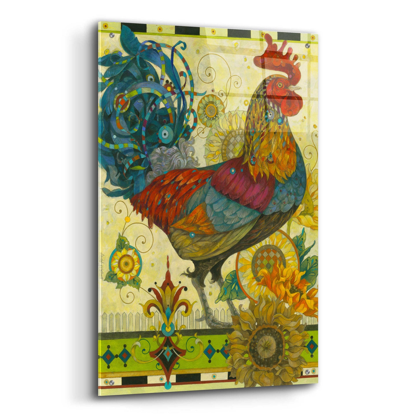 Epic Art 'Rooster' by David Galchutt, Acrylic Glass Wall Art,24x36