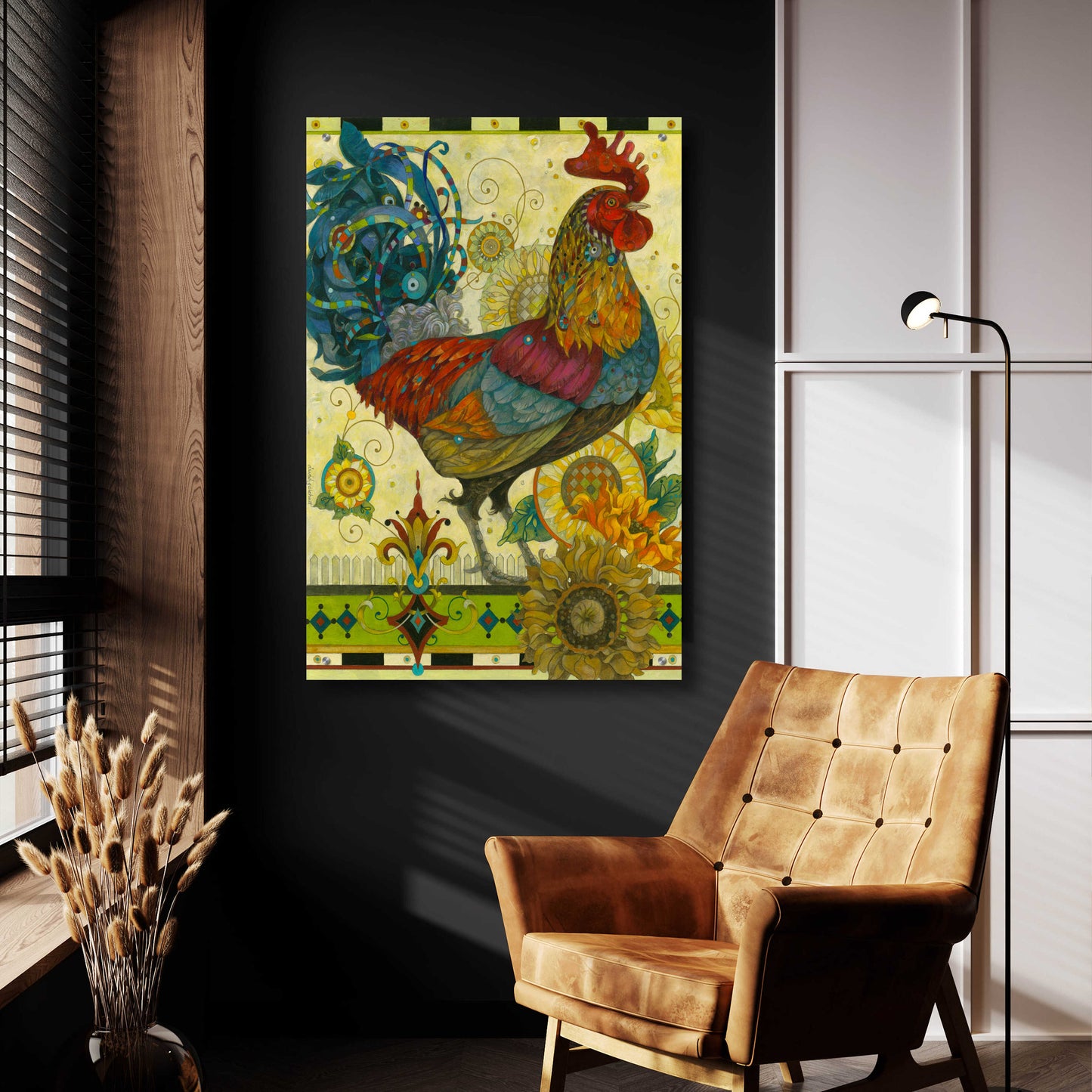 Epic Art 'Rooster' by David Galchutt, Acrylic Glass Wall Art,24x36