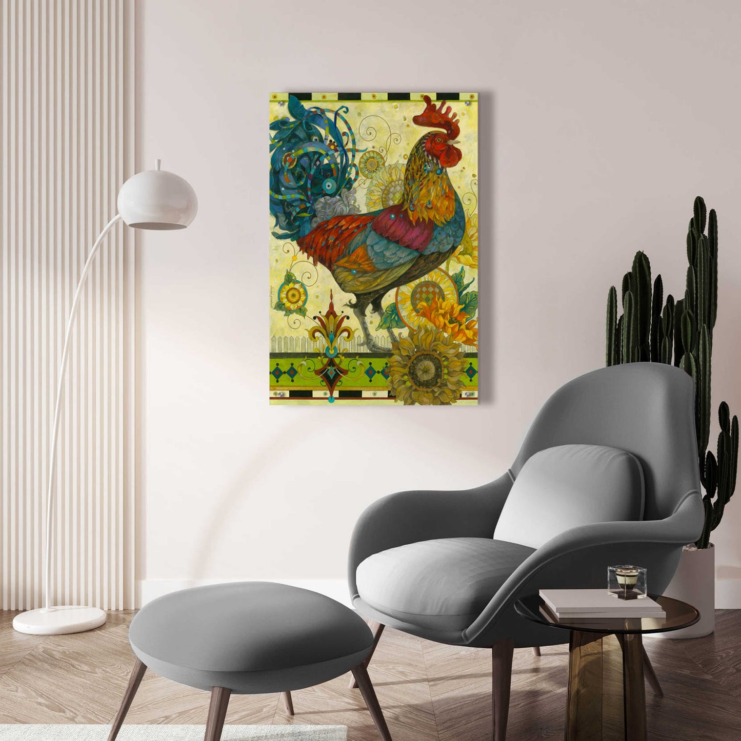 Epic Art 'Rooster' by David Galchutt, Acrylic Glass Wall Art,24x36