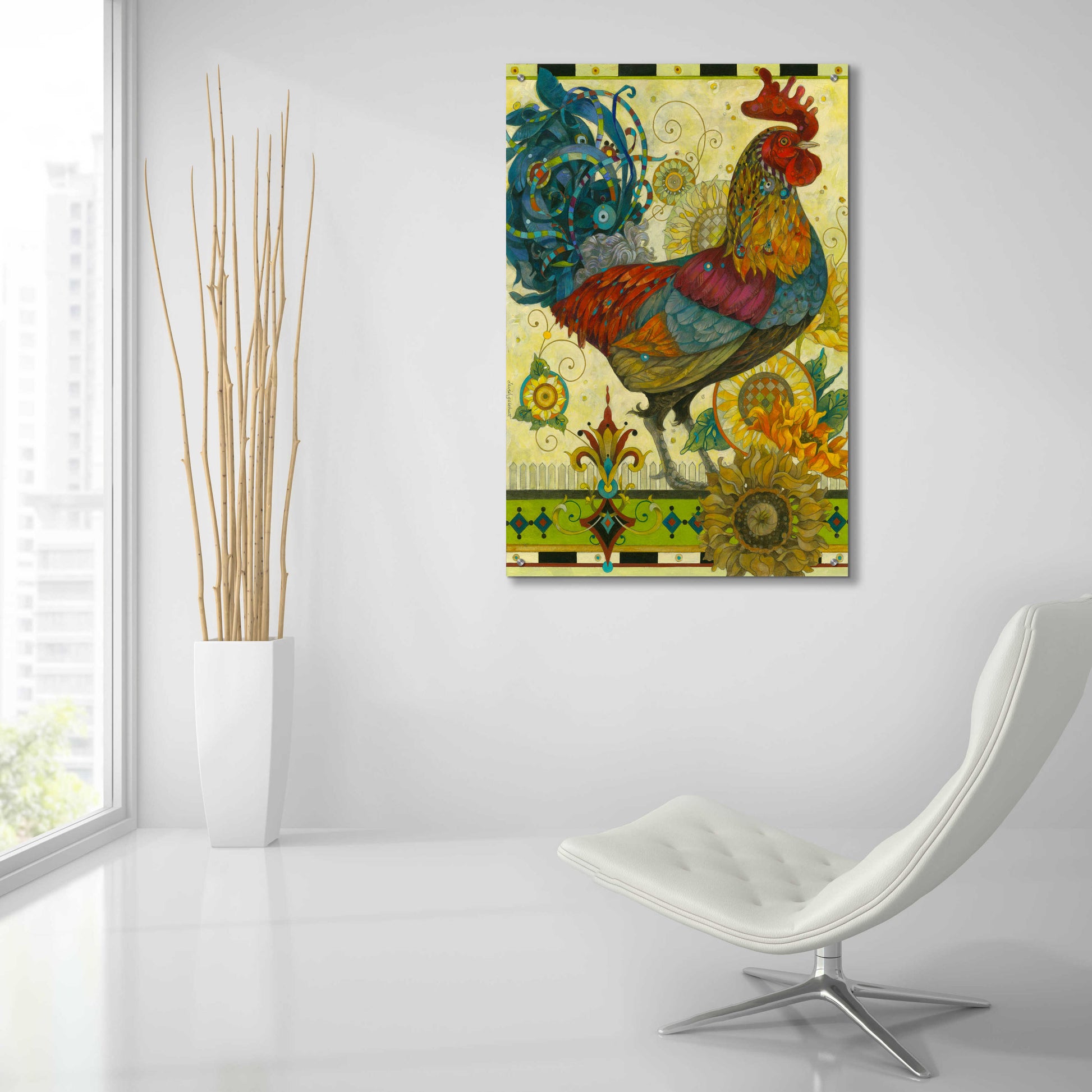 Epic Art 'Rooster' by David Galchutt, Acrylic Glass Wall Art,24x36