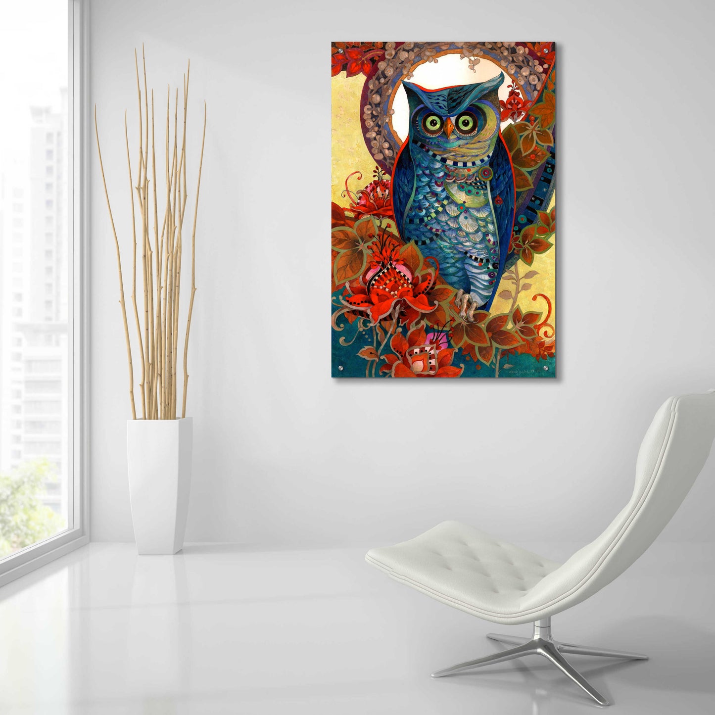 Epic Art 'Hoot' by David Galchutt, Acrylic Glass Wall Art,24x36