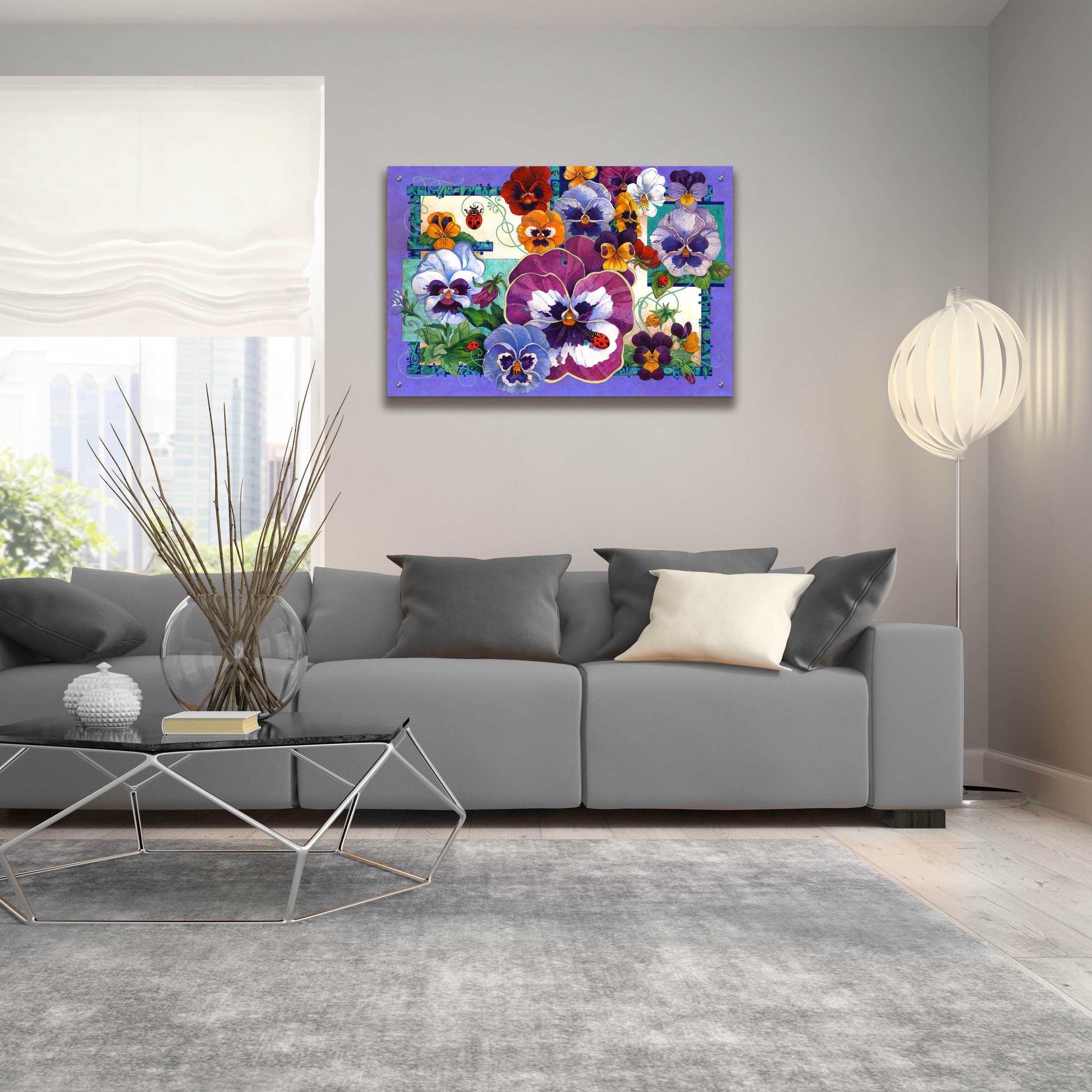 Epic Art 'Pansy Mania' by David Galchutt, Acrylic Glass Wall Art,36x24