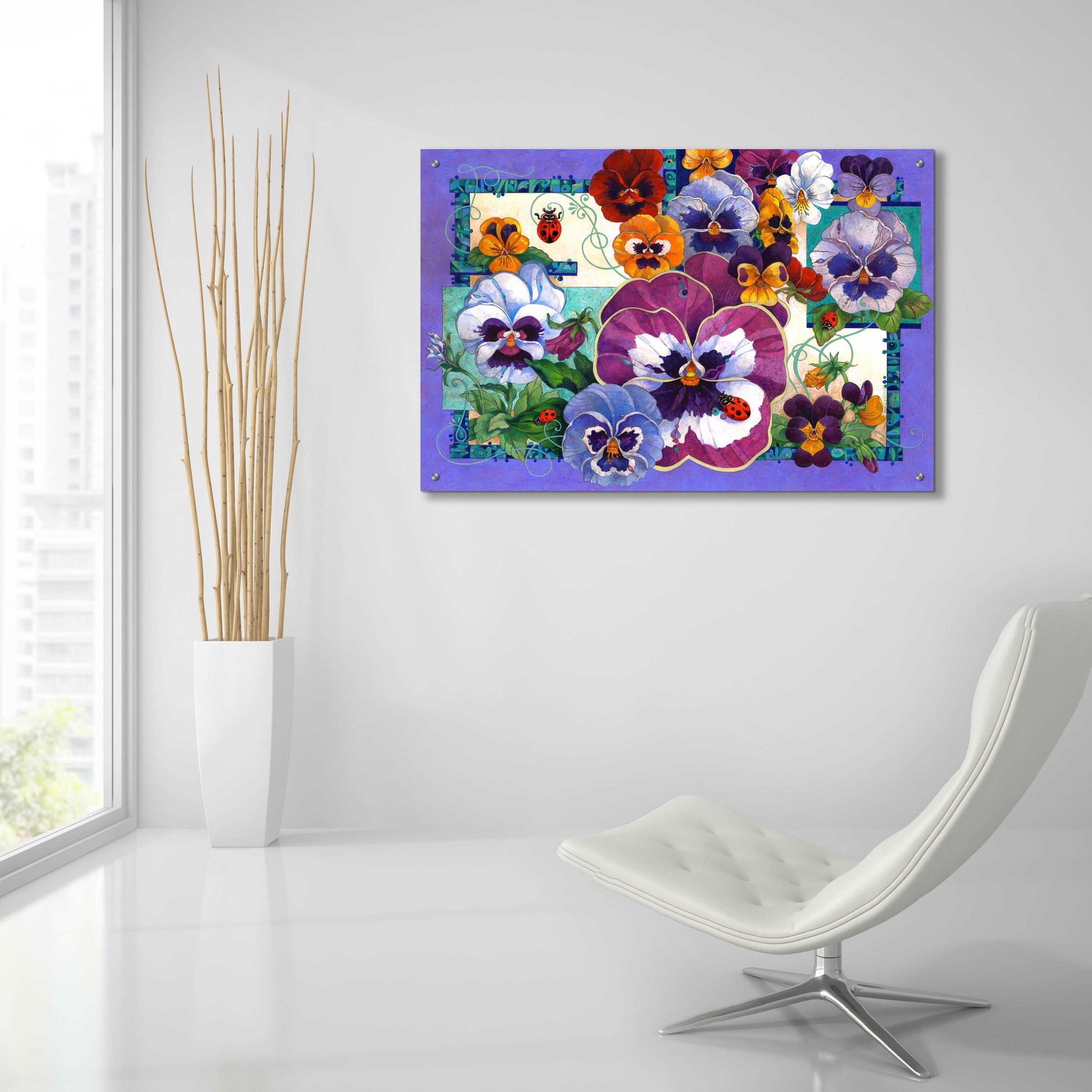 Epic Art 'Pansy Mania' by David Galchutt, Acrylic Glass Wall Art,36x24