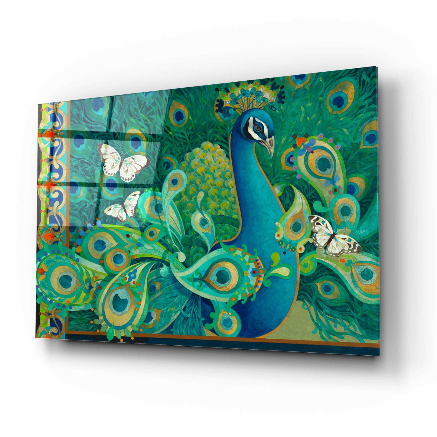 Epic Art 'Paisley Peacock' by David Galchutt, Acrylic Glass Wall Art,16x12