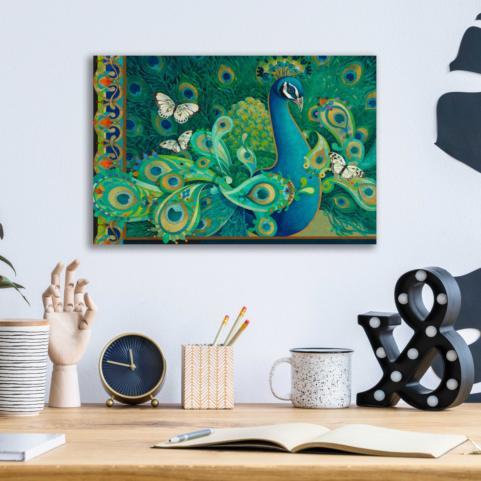 Epic Art 'Paisley Peacock' by David Galchutt, Acrylic Glass Wall Art,16x12