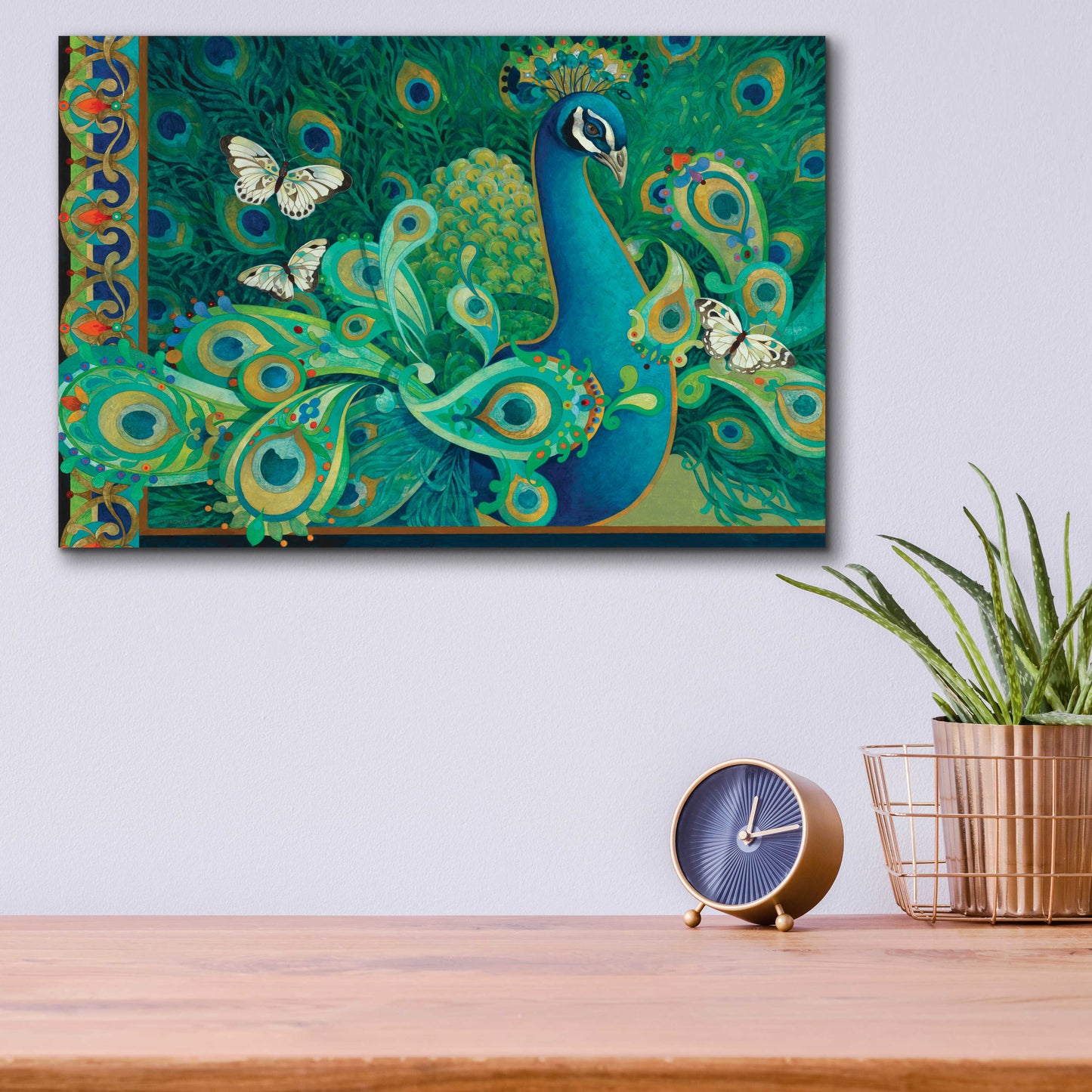 Epic Art 'Paisley Peacock' by David Galchutt, Acrylic Glass Wall Art,16x12