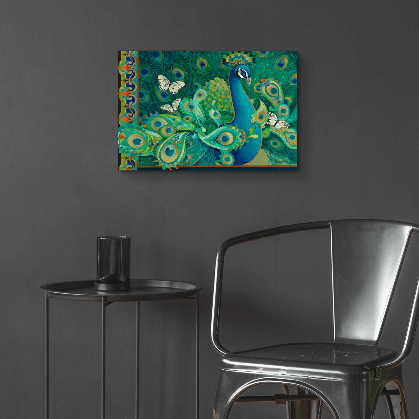 Epic Art 'Paisley Peacock' by David Galchutt, Acrylic Glass Wall Art,24x16