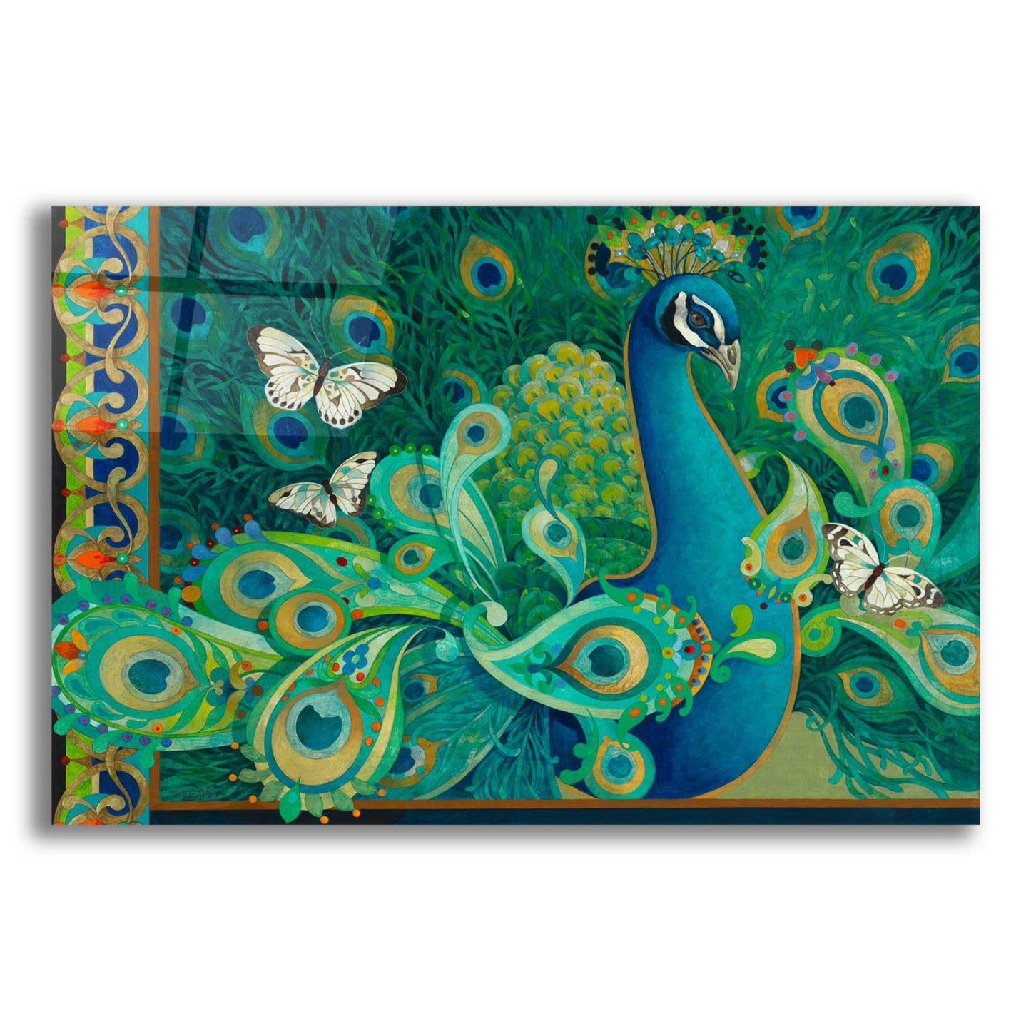 Epic Art 'Paisley Peacock' by David Galchutt, Acrylic Glass Wall Art,24x16