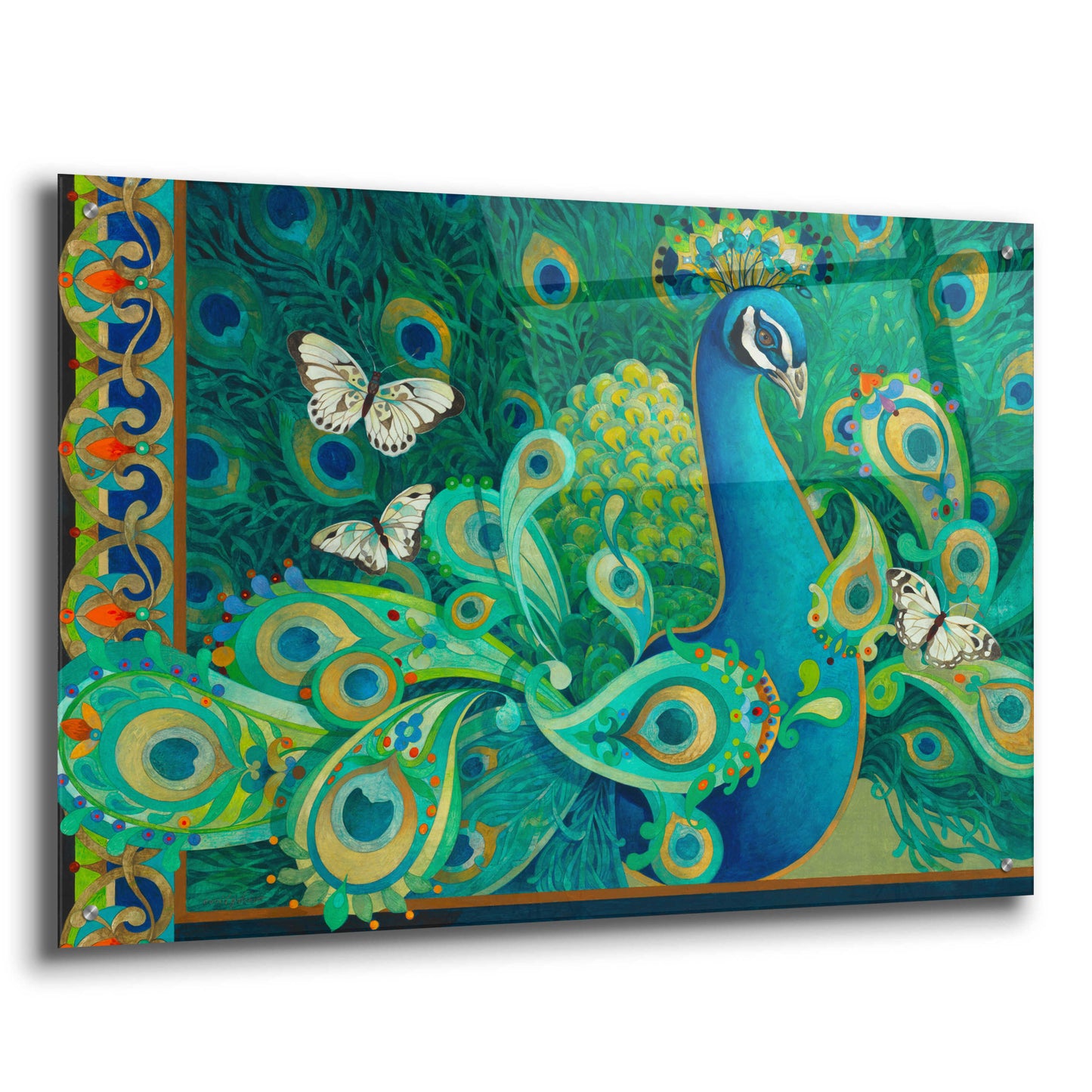 Epic Art 'Paisley Peacock' by David Galchutt, Acrylic Glass Wall Art,36x24