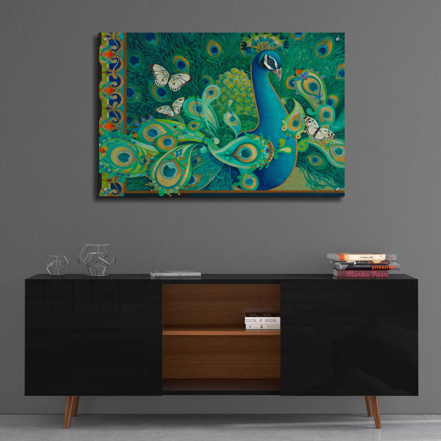 Epic Art 'Paisley Peacock' by David Galchutt, Acrylic Glass Wall Art,36x24