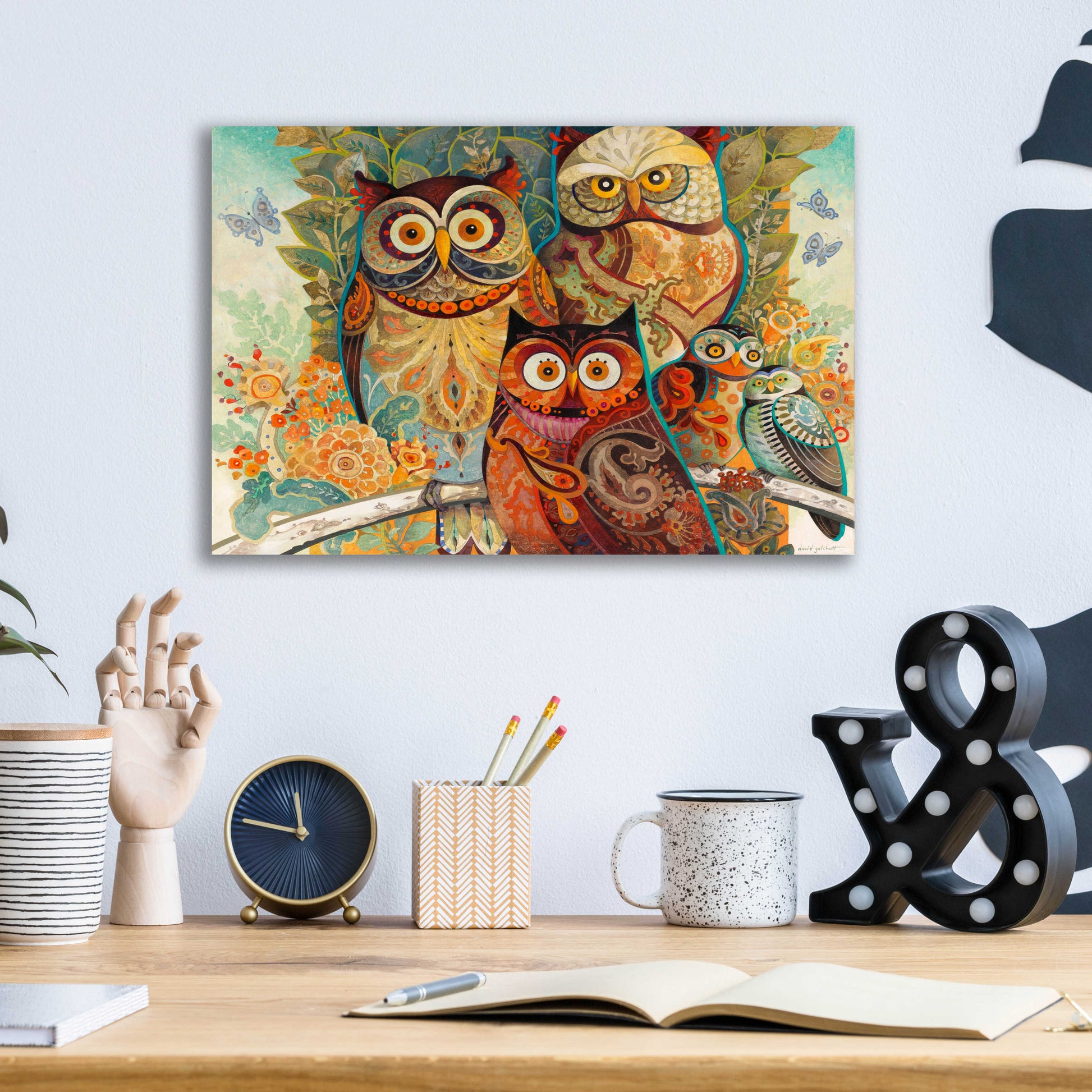 Epic Art 'Owls' by David Galchutt, Acrylic Glass Wall Art,16x12