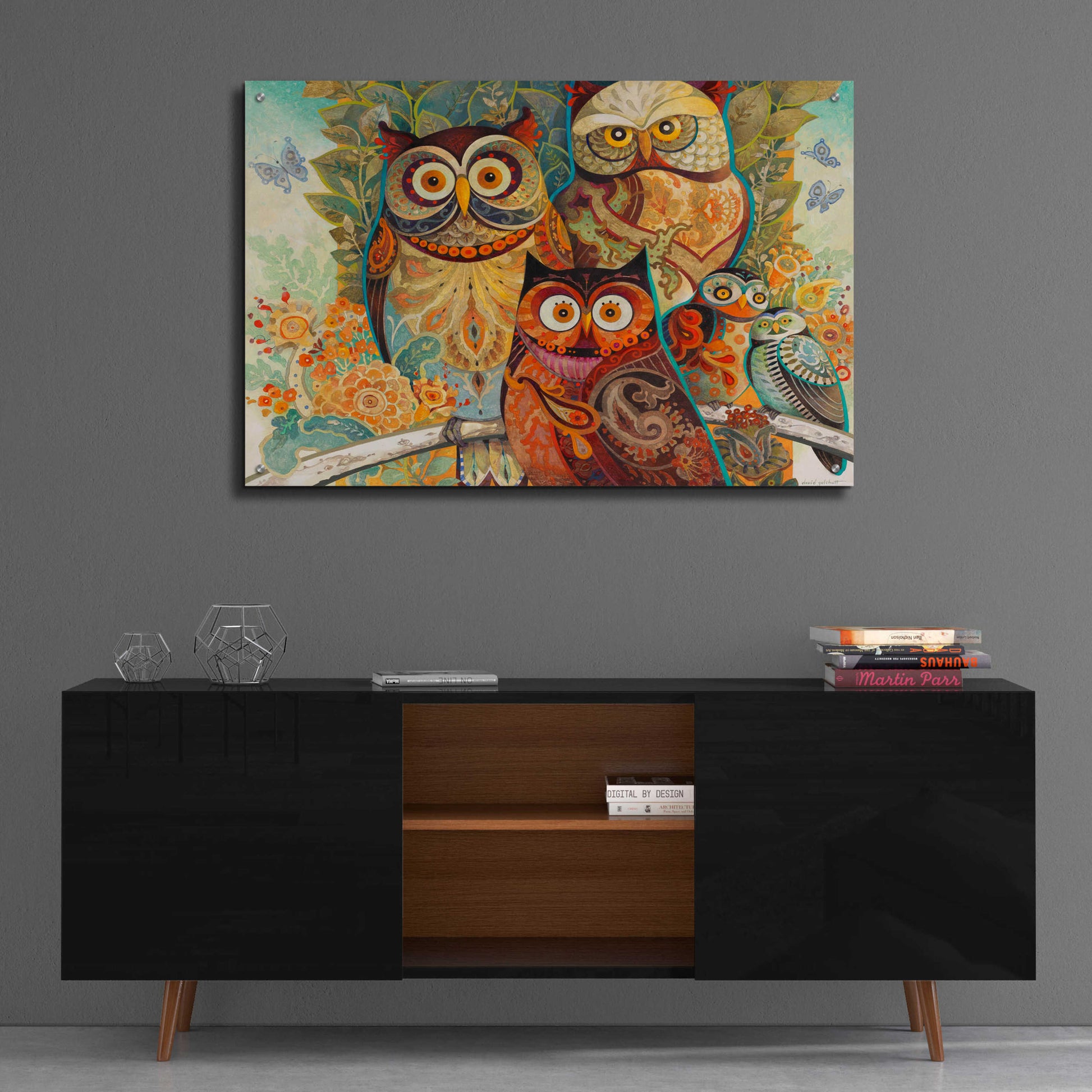 Epic Art 'Owls' by David Galchutt, Acrylic Glass Wall Art,36x24