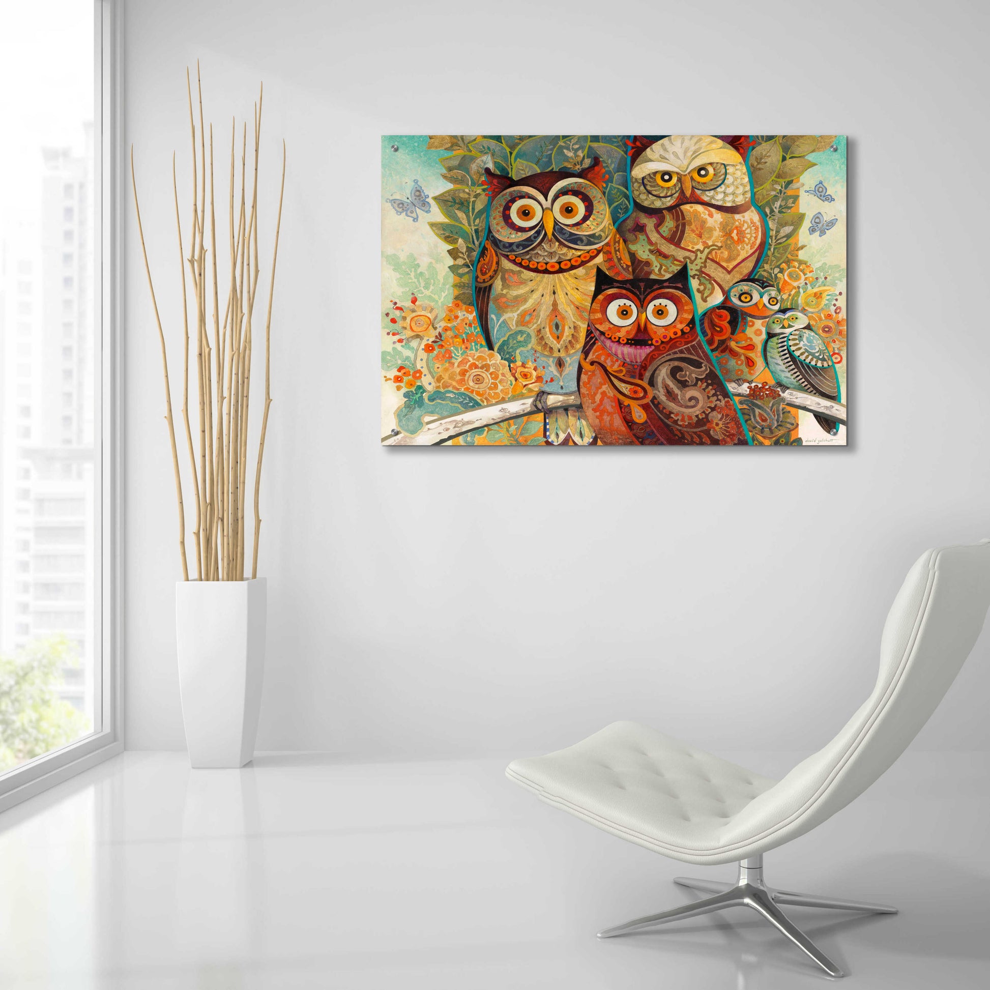 Epic Art 'Owls' by David Galchutt, Acrylic Glass Wall Art,36x24