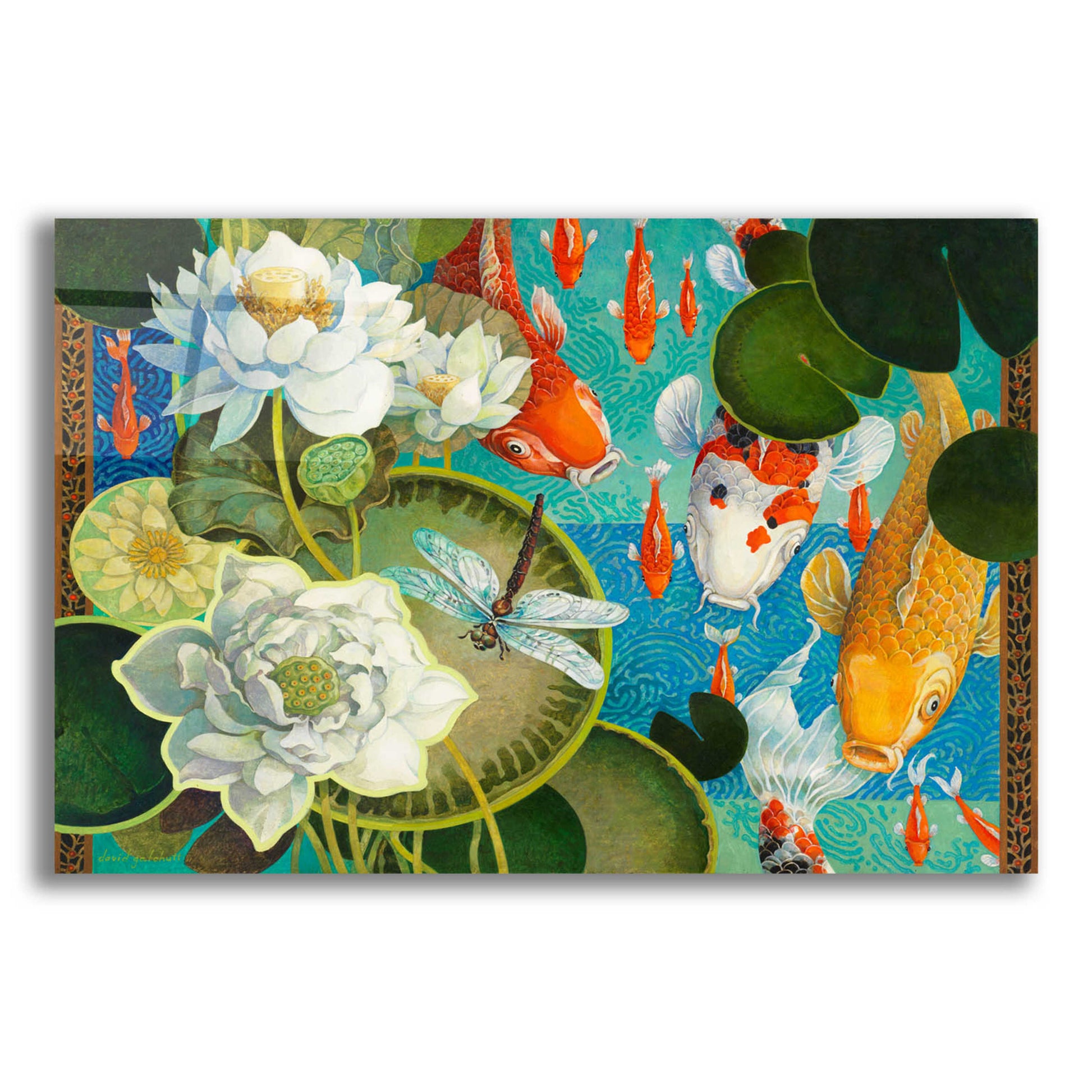 Epic Art 'Koi Pond' by David Galchutt, Acrylic Glass Wall Art,16x12