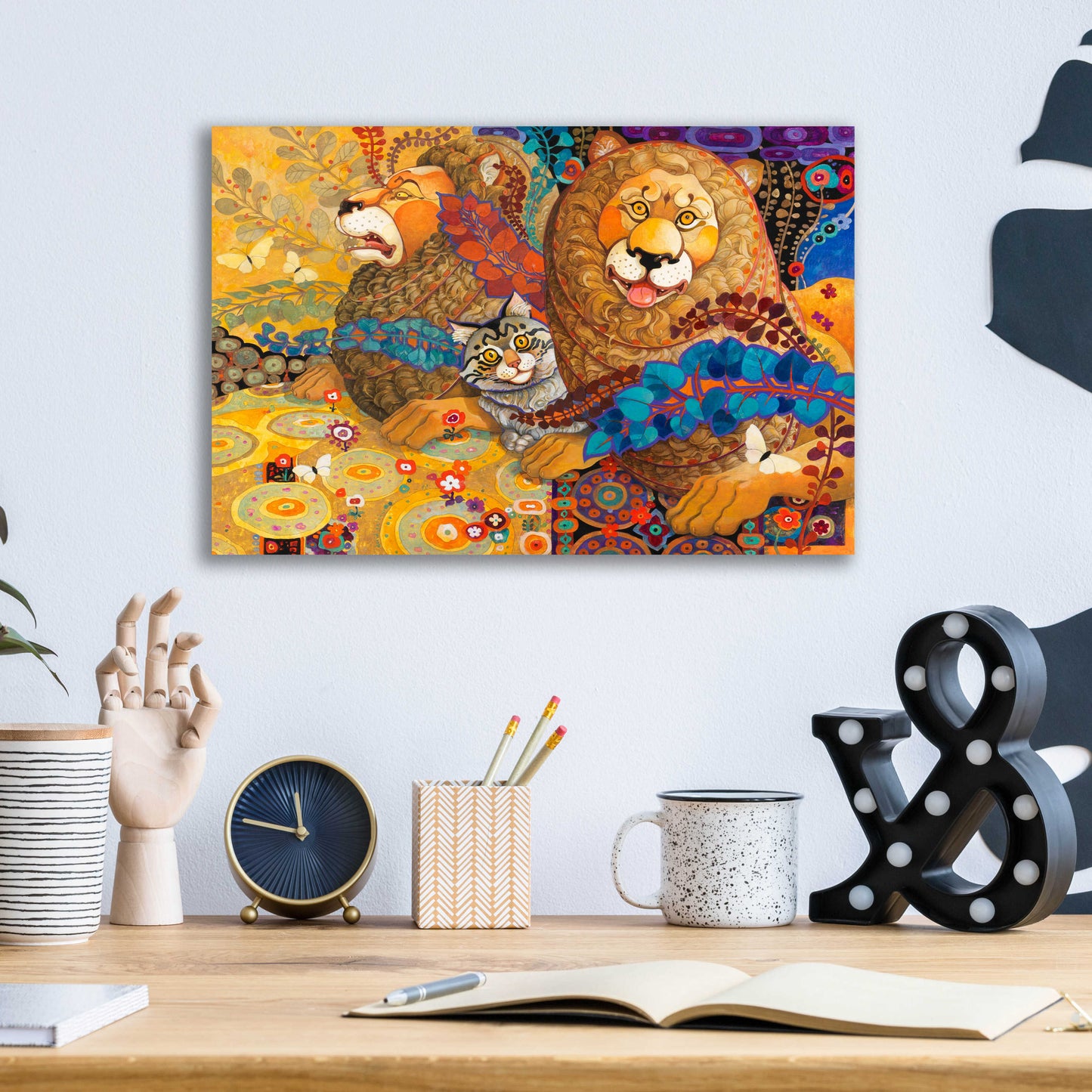 Epic Art 'Leonine Tapestry' by David Galchutt, Acrylic Glass Wall Art,16x12