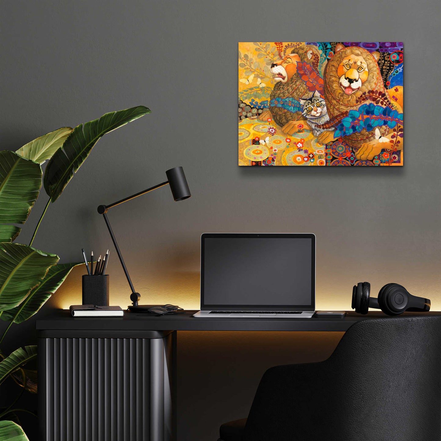 Epic Art 'Leonine Tapestry' by David Galchutt, Acrylic Glass Wall Art,16x12