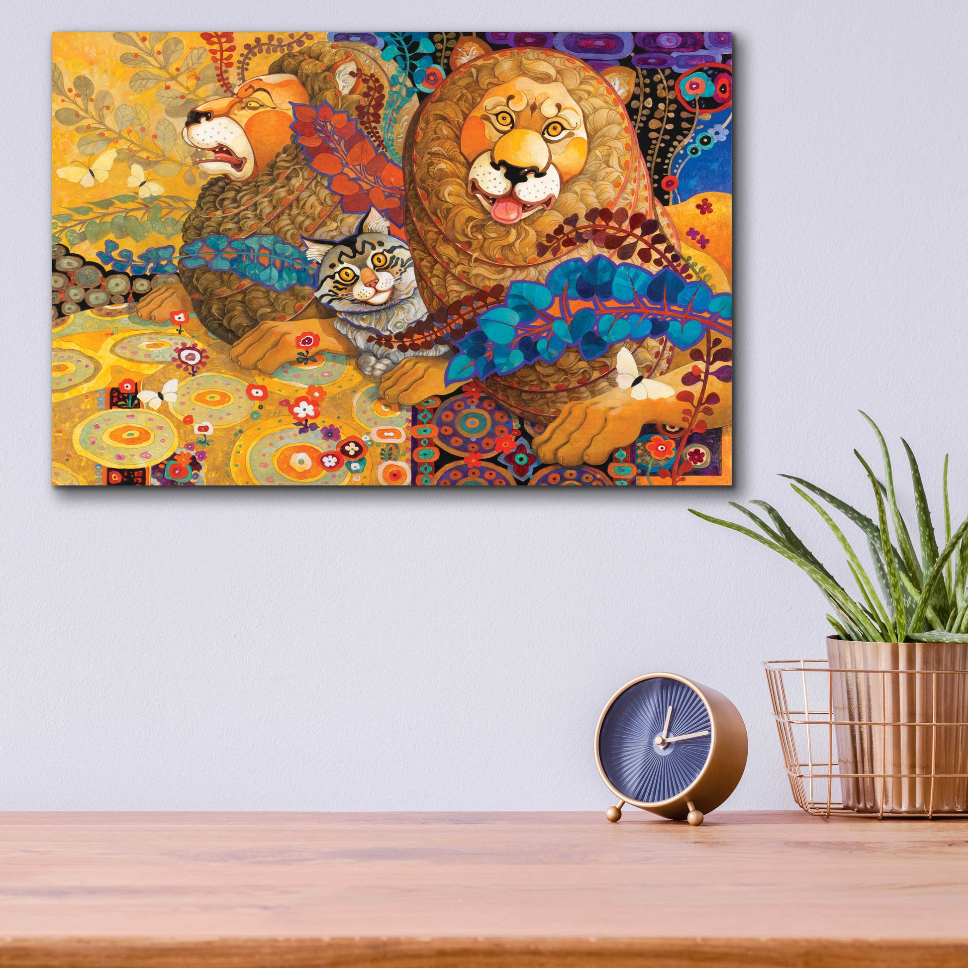 Epic Art 'Leonine Tapestry' by David Galchutt, Acrylic Glass Wall Art,16x12