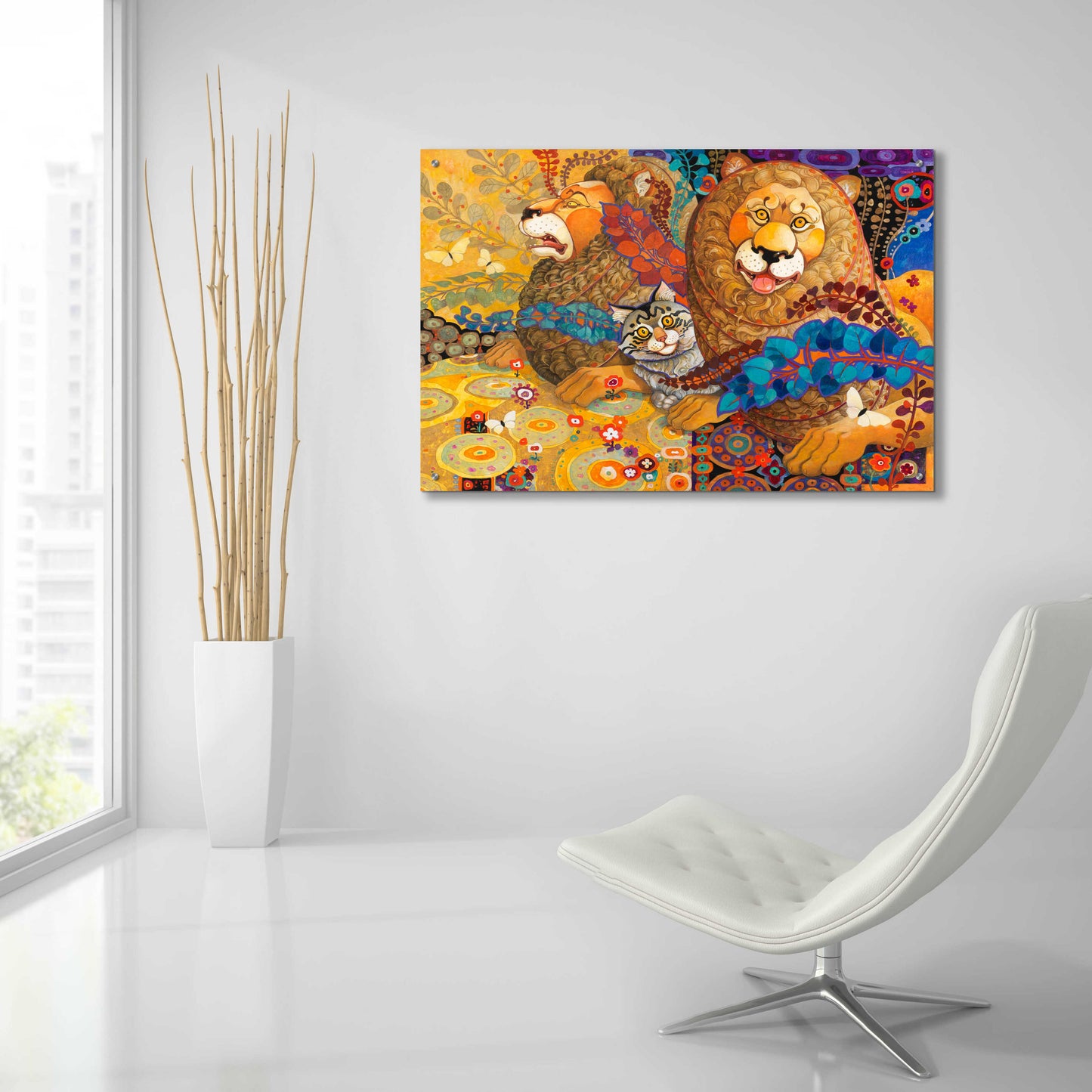 Epic Art 'Leonine Tapestry' by David Galchutt, Acrylic Glass Wall Art,36x24