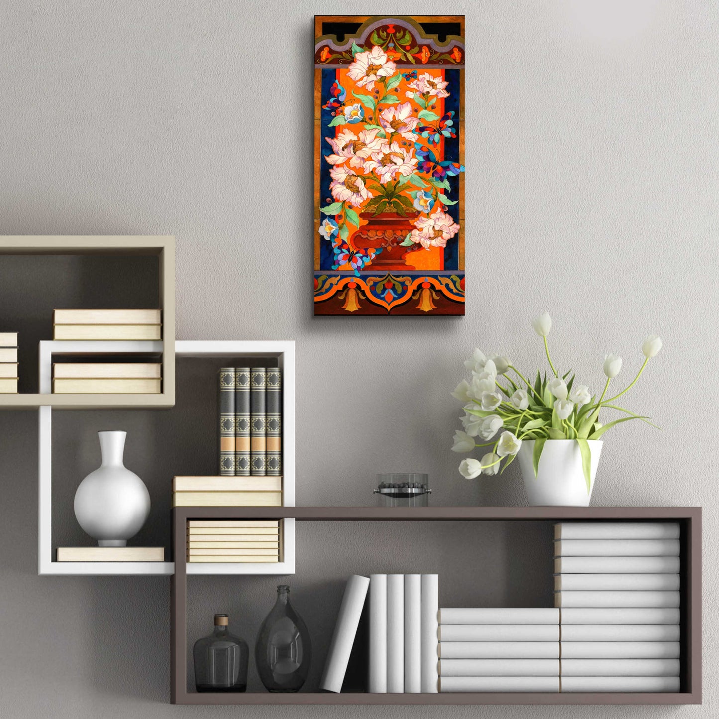 Epic Art 'Peony Tile' by David Galchutt, Acrylic Glass Wall Art,12x24