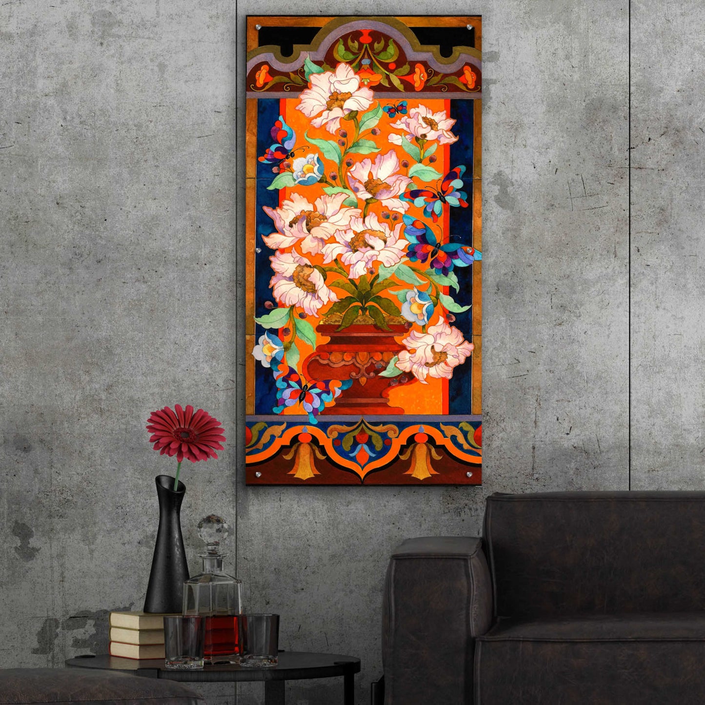 Epic Art 'Peony Tile' by David Galchutt, Acrylic Glass Wall Art,24x48