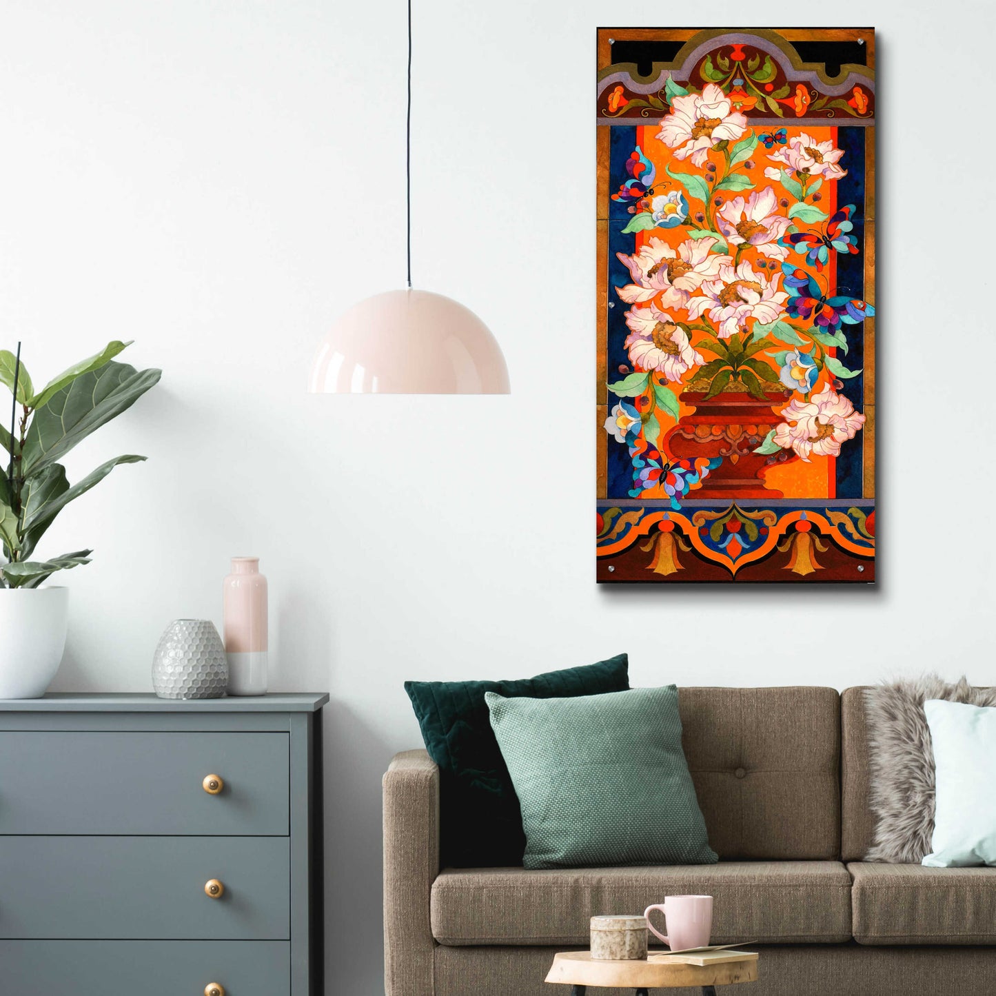 Epic Art 'Peony Tile' by David Galchutt, Acrylic Glass Wall Art,24x48