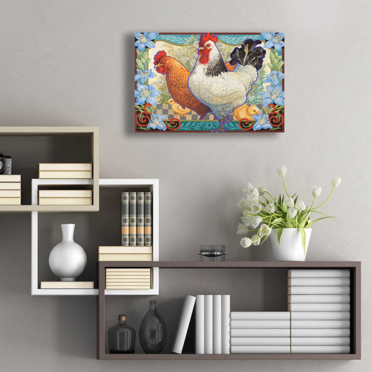 Epic Art 'The Barnyard Brood' by David Galchutt, Acrylic Glass Wall Art,24x16