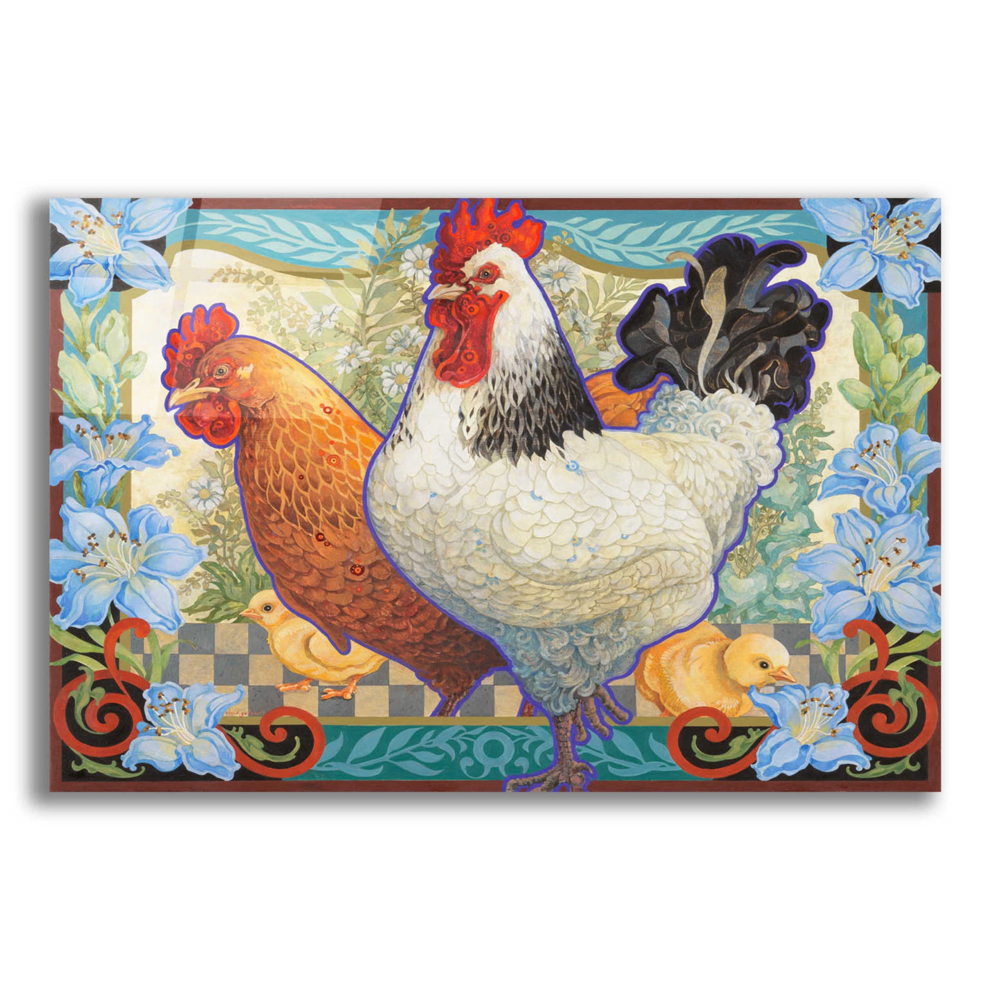 Epic Art 'The Barnyard Brood' by David Galchutt, Acrylic Glass Wall Art,24x16