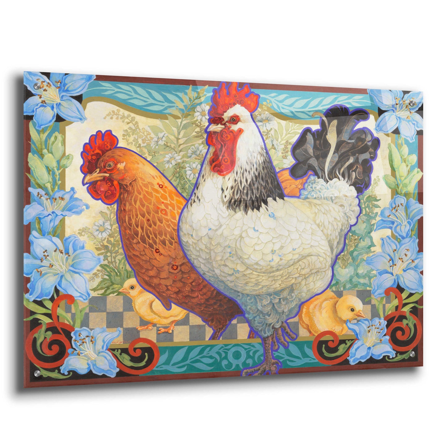 Epic Art 'The Barnyard Brood' by David Galchutt, Acrylic Glass Wall Art,36x24