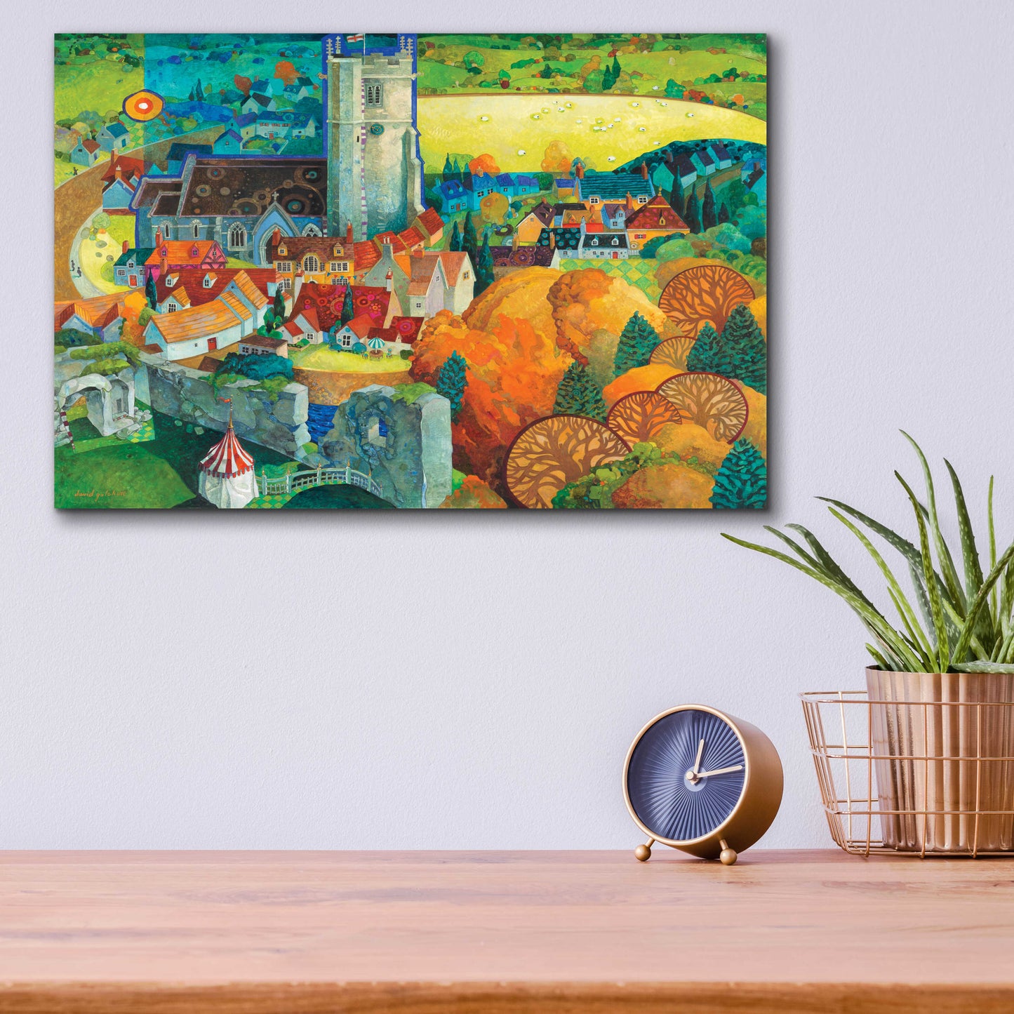 Epic Art 'A View from Corfe Castle Dorset' by David Galchutt, Acrylic Glass Wall Art,16x12