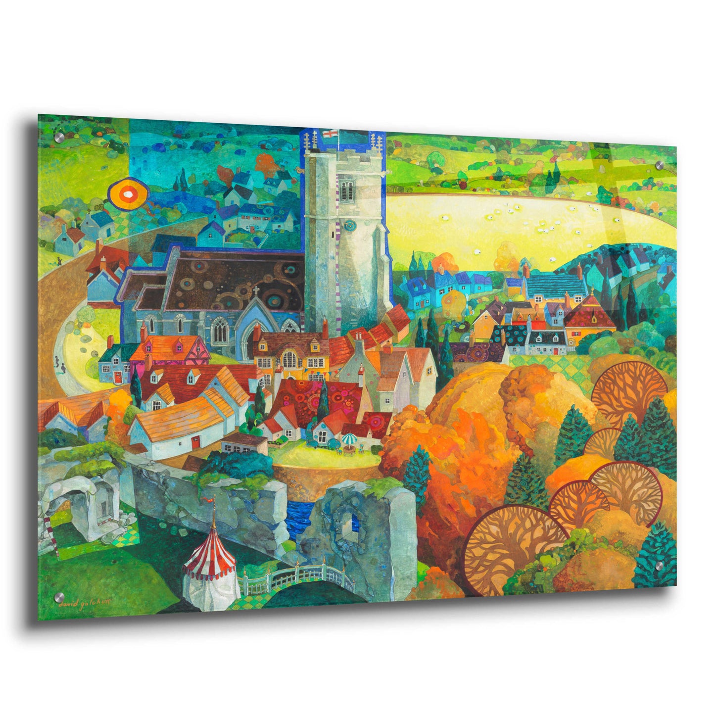 Epic Art 'A View from Corfe Castle Dorset' by David Galchutt, Acrylic Glass Wall Art,36x24