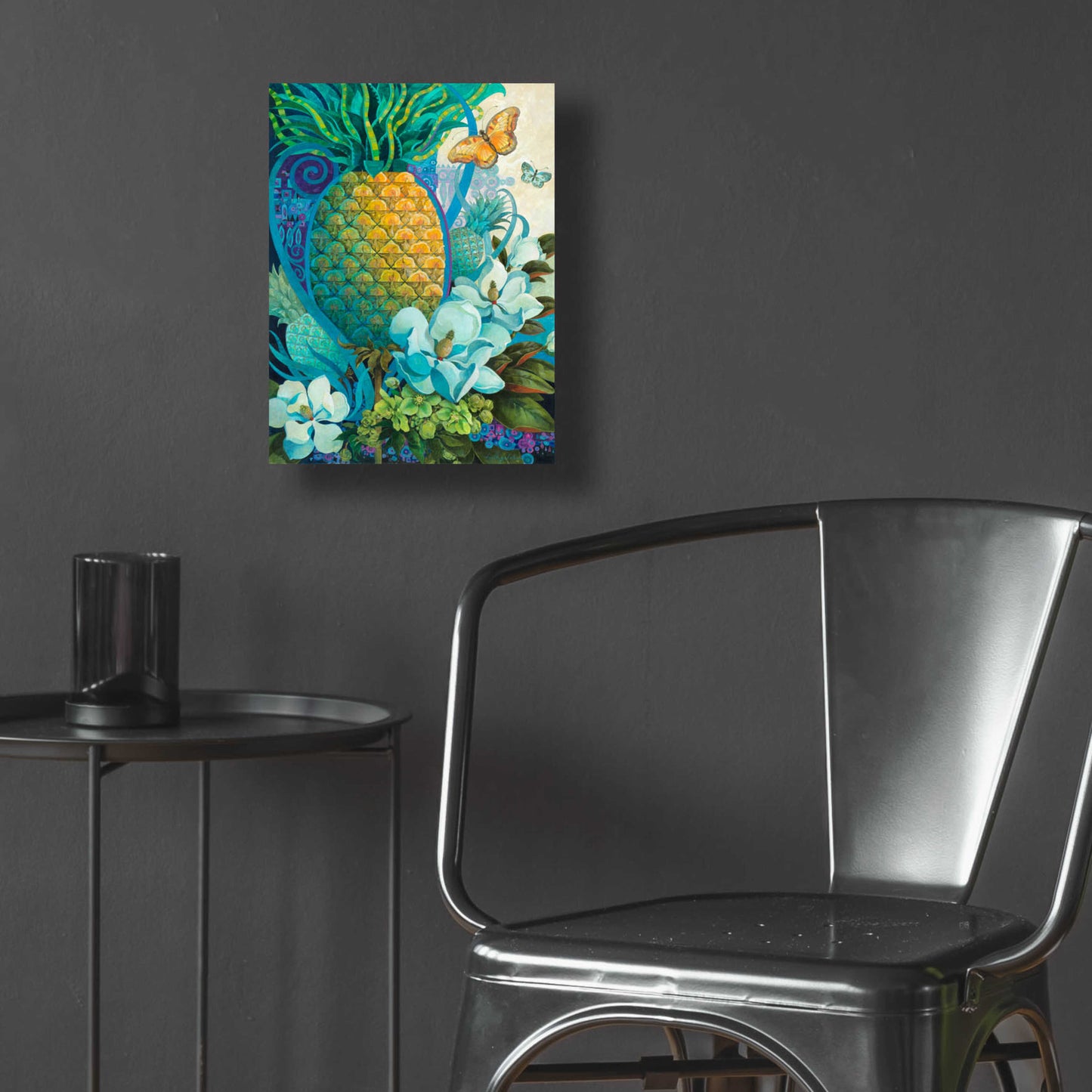 Epic Art 'Pineapple Floral' by David Galchutt, Acrylic Glass Wall Art,12x16