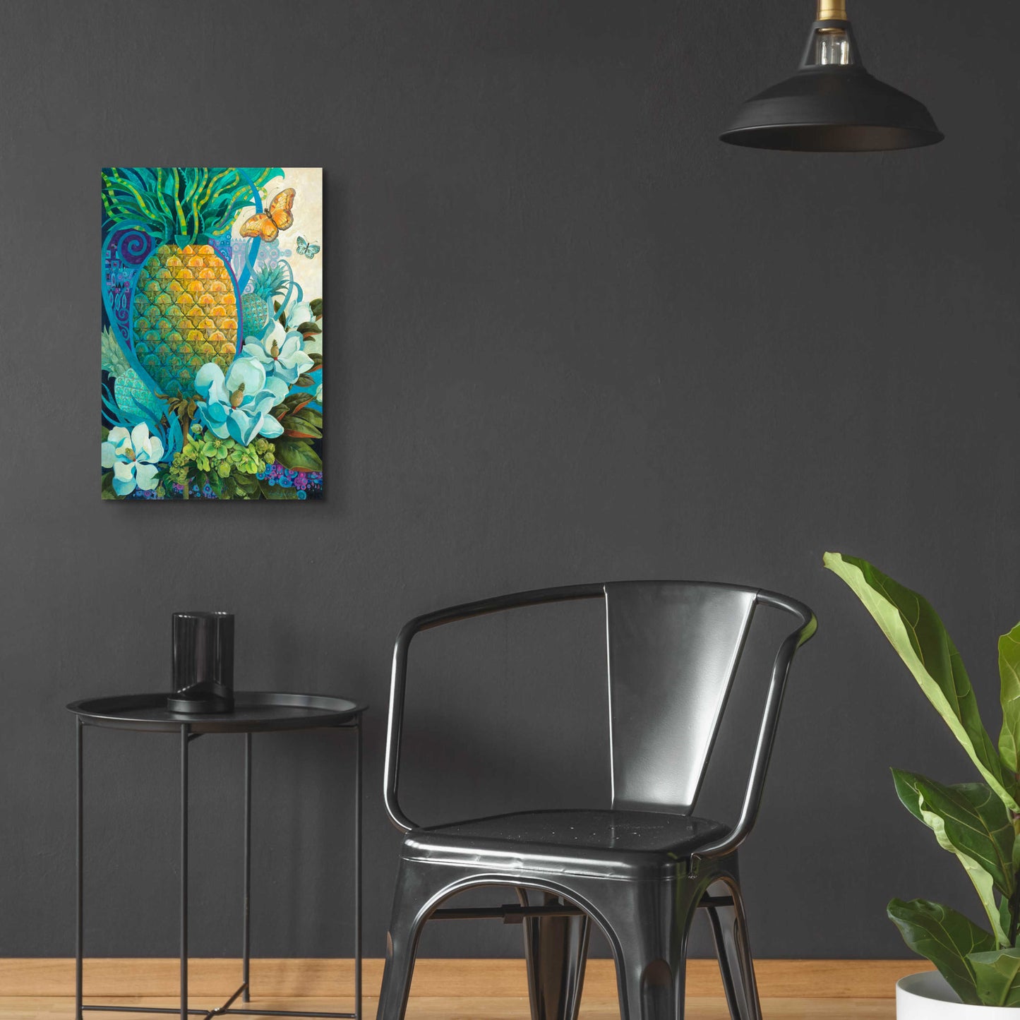 Epic Art 'Pineapple Floral' by David Galchutt, Acrylic Glass Wall Art,16x24