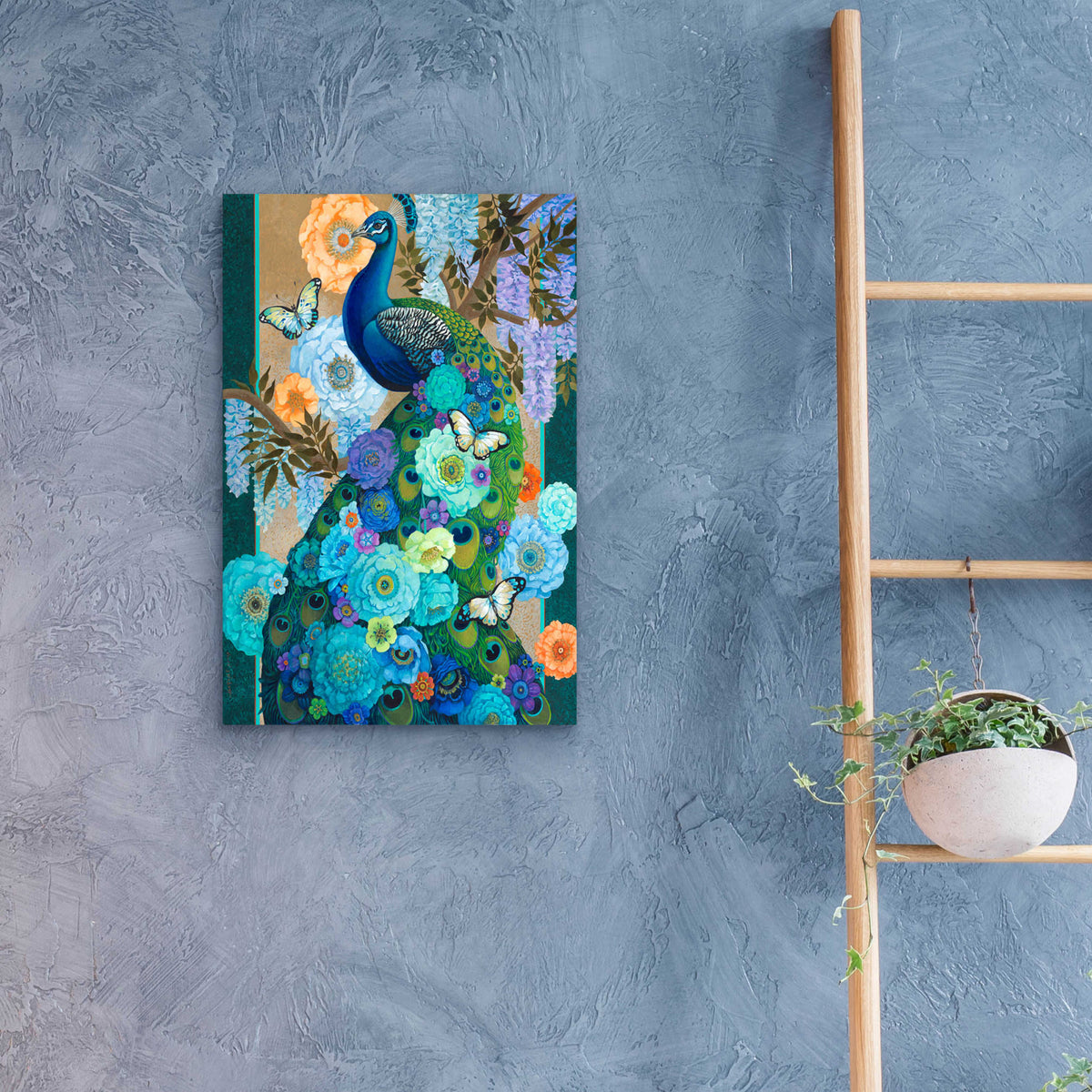 Epic Art 'Floral Peacock' by David Galchutt, Acrylic Glass Wall Art,16x24