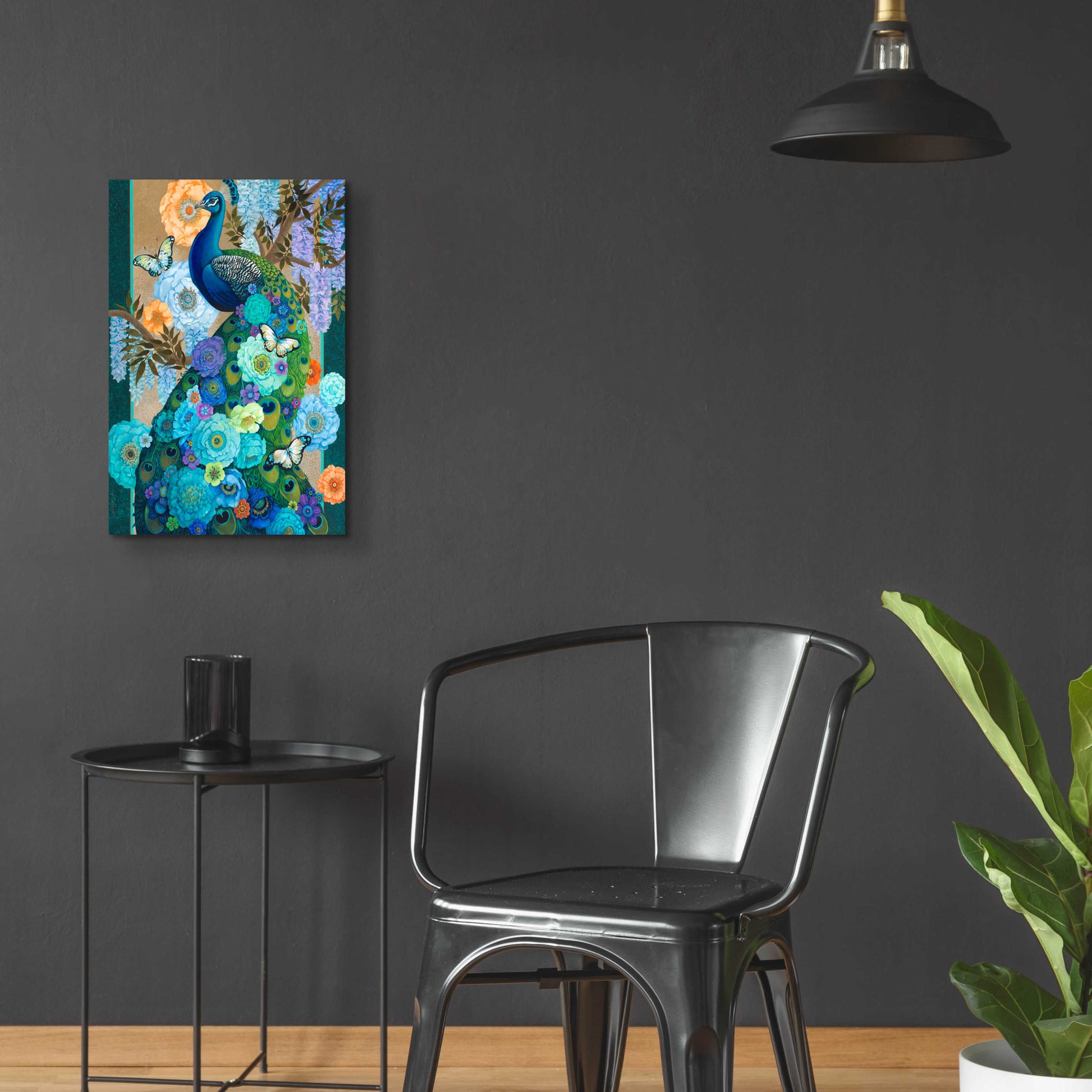 Epic Art 'Floral Peacock' by David Galchutt, Acrylic Glass Wall Art,16x24