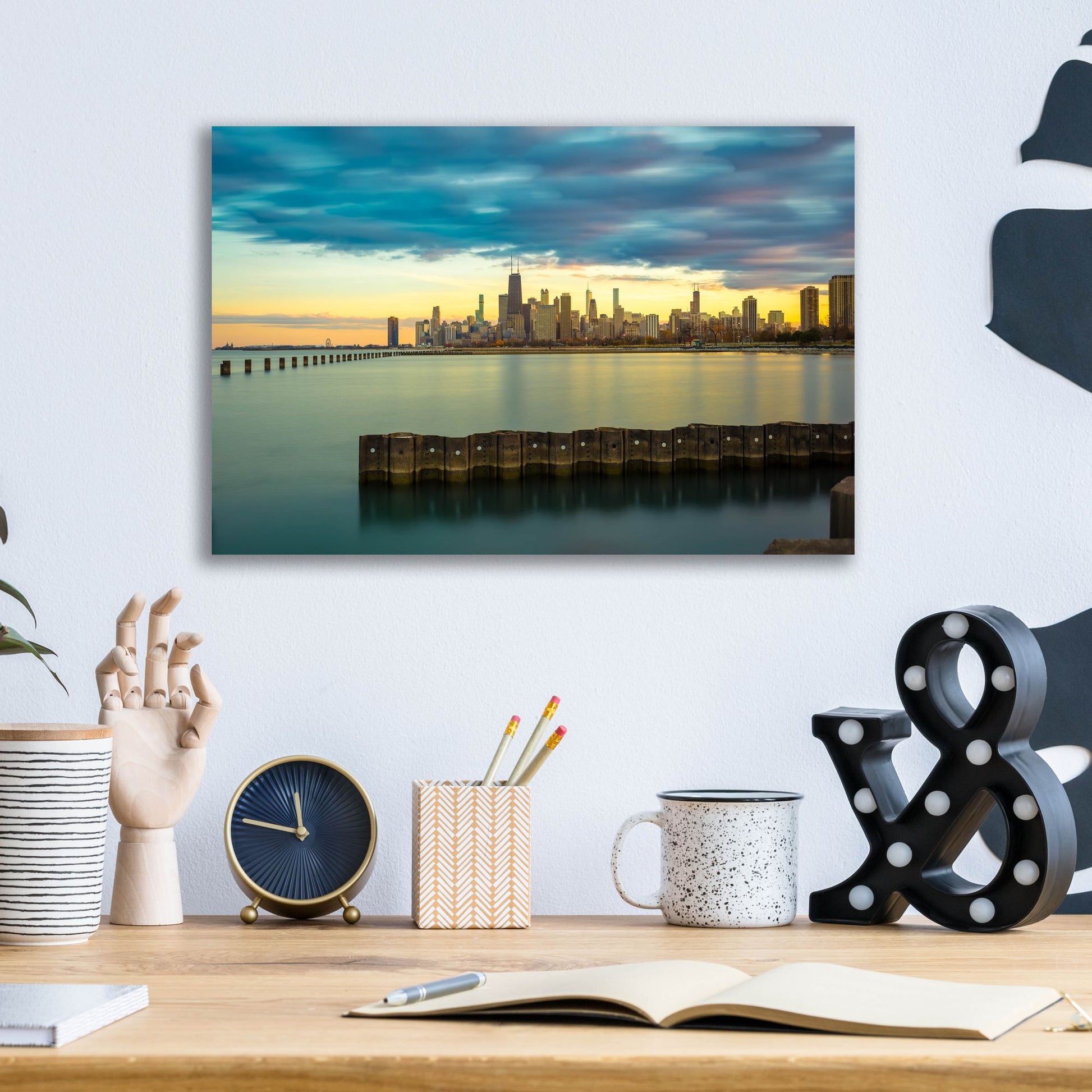 Epic Art 'Chicago - Golden Hour' by Epic Portfolio, Acrylic Glass Wall Art,16x12