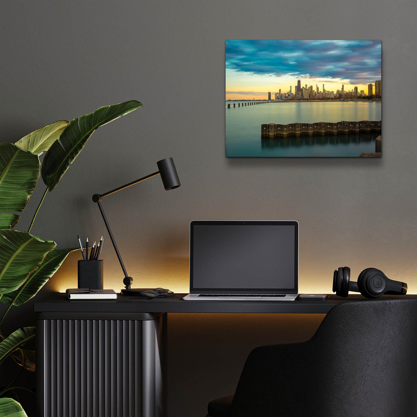 Epic Art 'Chicago - Golden Hour' by Epic Portfolio, Acrylic Glass Wall Art,16x12