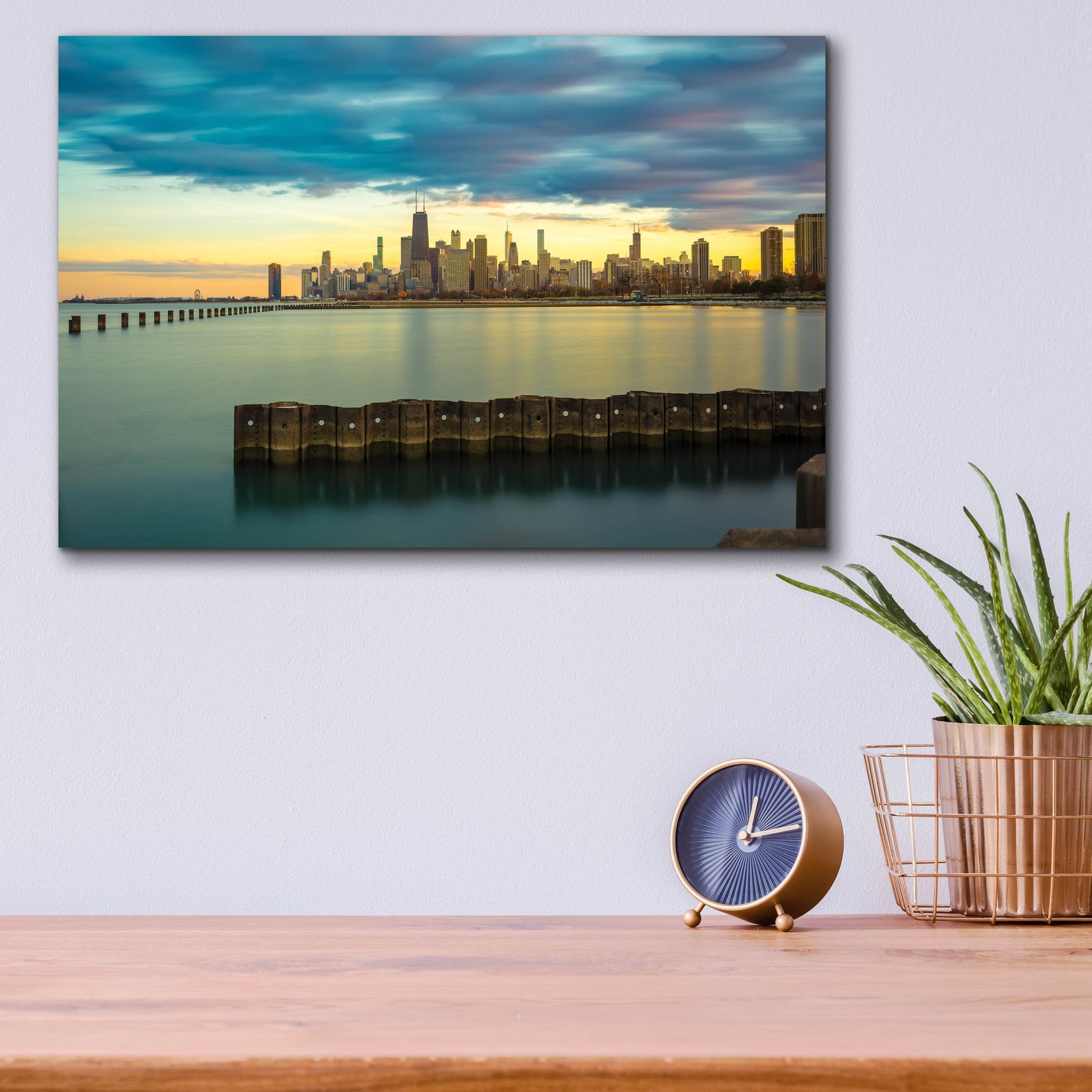 Epic Art 'Chicago - Golden Hour' by Epic Portfolio, Acrylic Glass Wall Art,16x12