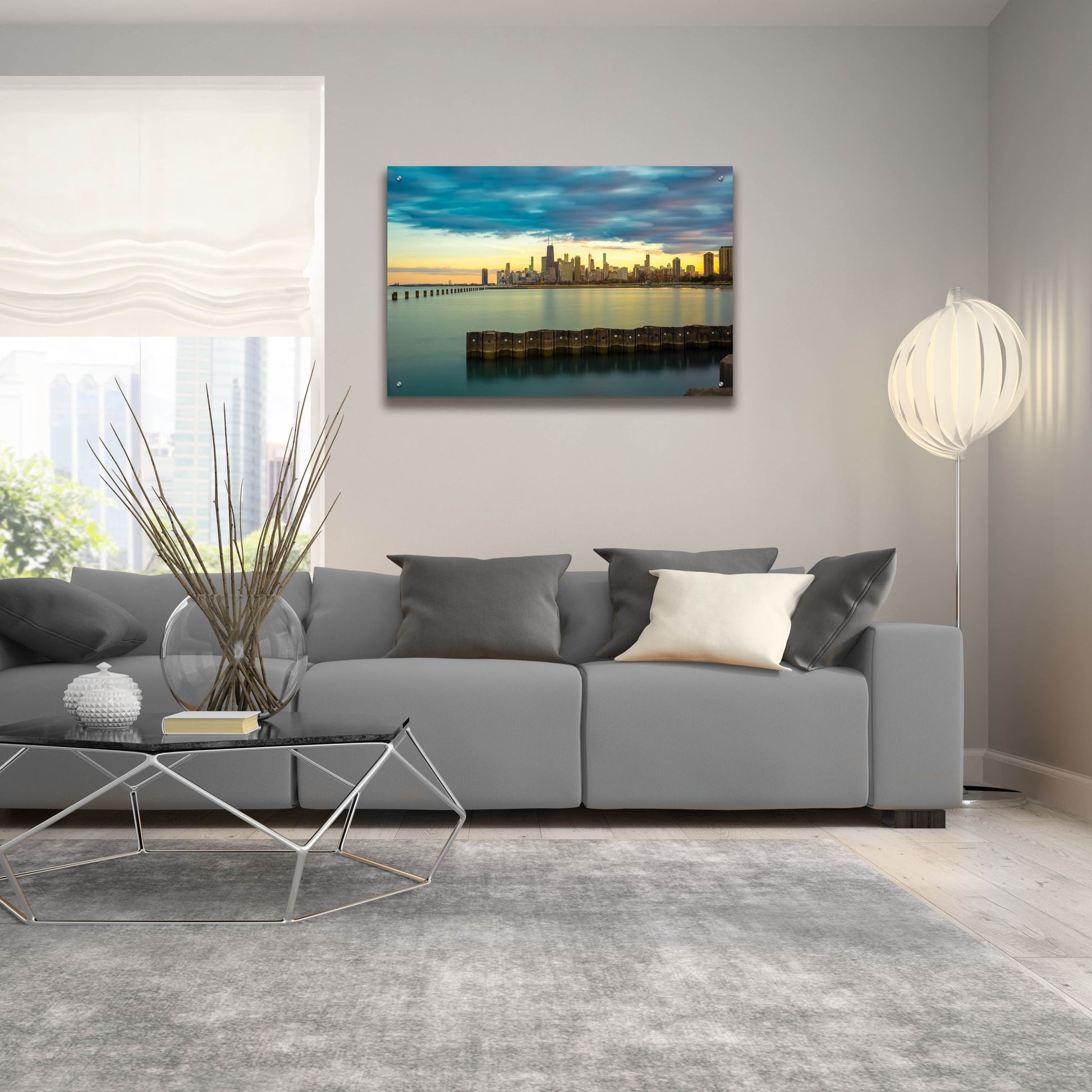 Epic Art 'Chicago - Golden Hour' by Epic Portfolio, Acrylic Glass Wall Art,36x24