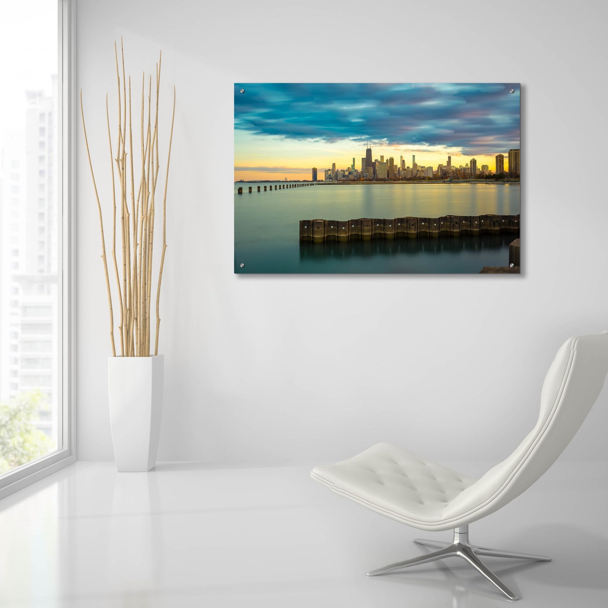 Epic Art 'Chicago - Golden Hour' by Epic Portfolio, Acrylic Glass Wall Art,36x24