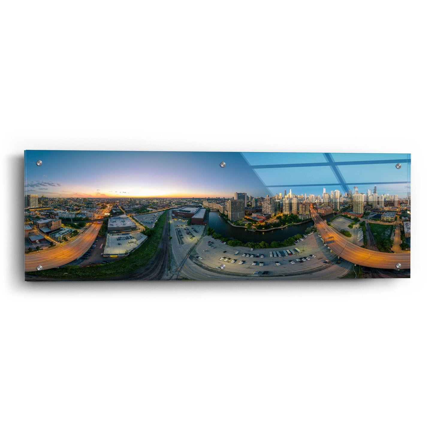 Epic Art 'Chicago Pano 21' by Epic Portfolio, Acrylic Glass Wall Art,36x12