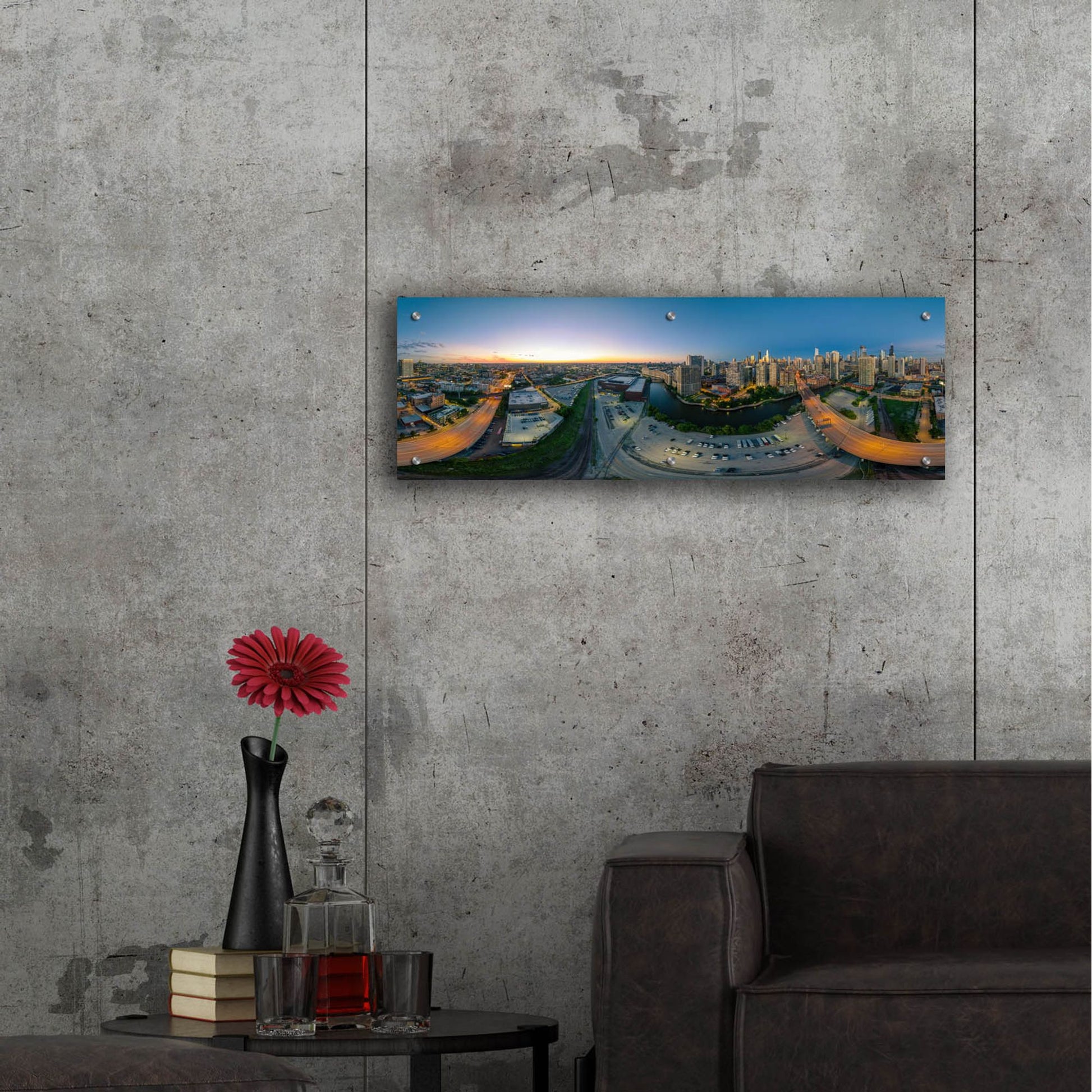 Epic Art 'Chicago Pano 21' by Epic Portfolio, Acrylic Glass Wall Art,36x12