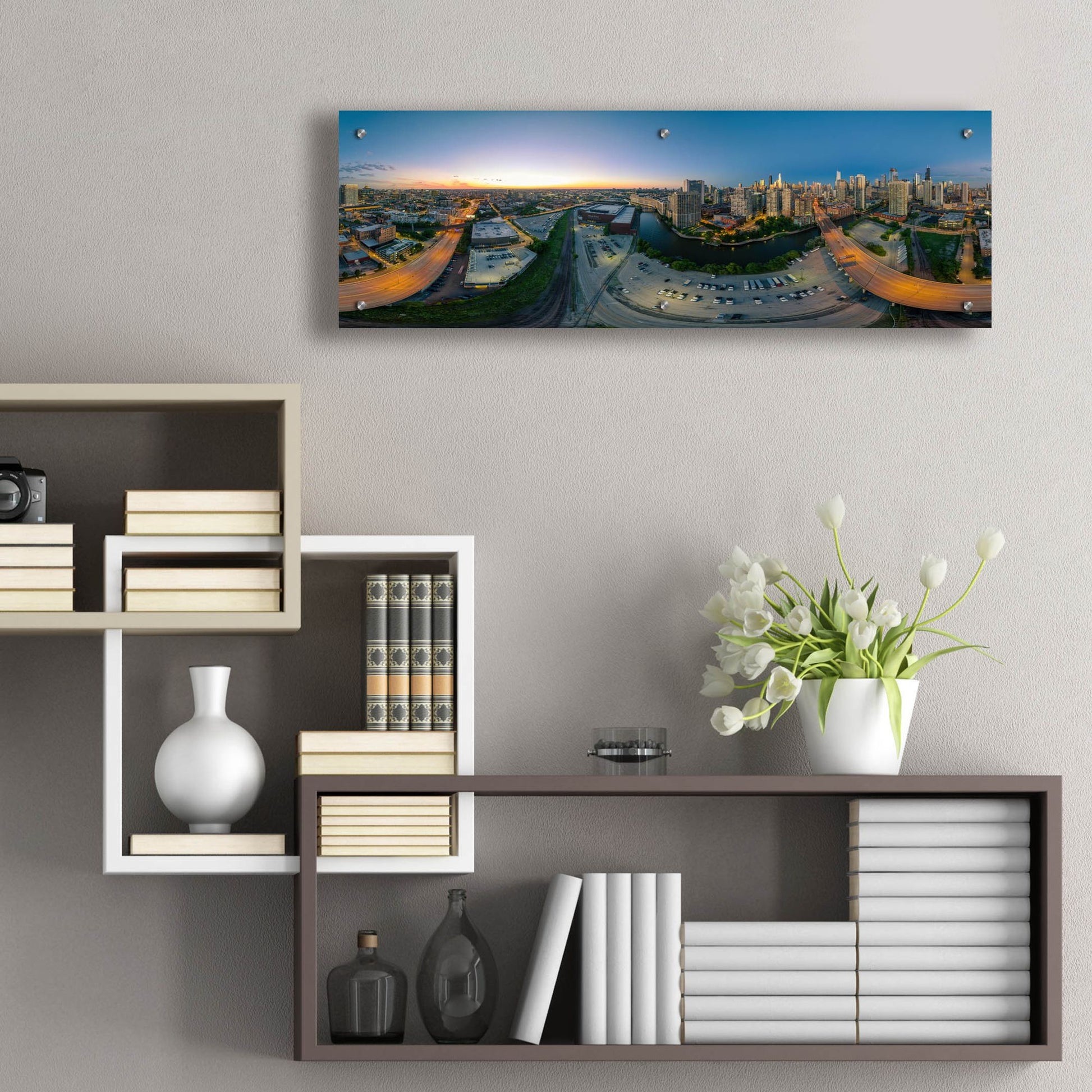 Epic Art 'Chicago Pano 21' by Epic Portfolio, Acrylic Glass Wall Art,36x12