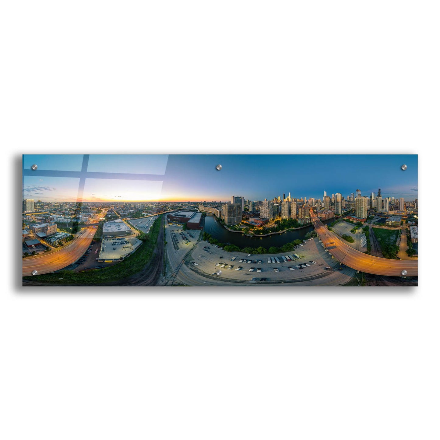 Epic Art 'Chicago Pano 21' by Epic Portfolio, Acrylic Glass Wall Art,36x12