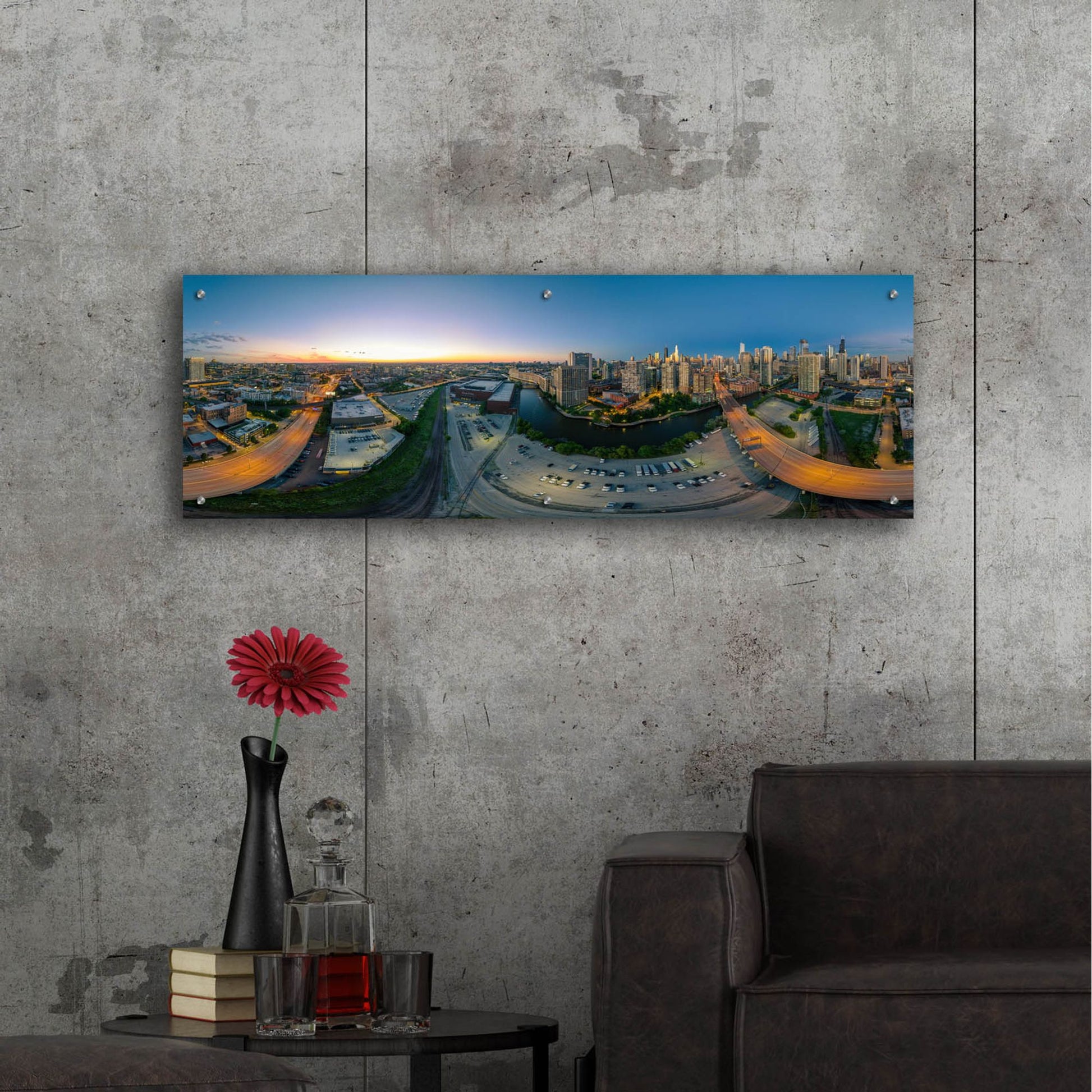 Epic Art 'Chicago Pano 21' by Epic Portfolio, Acrylic Glass Wall Art,48x16