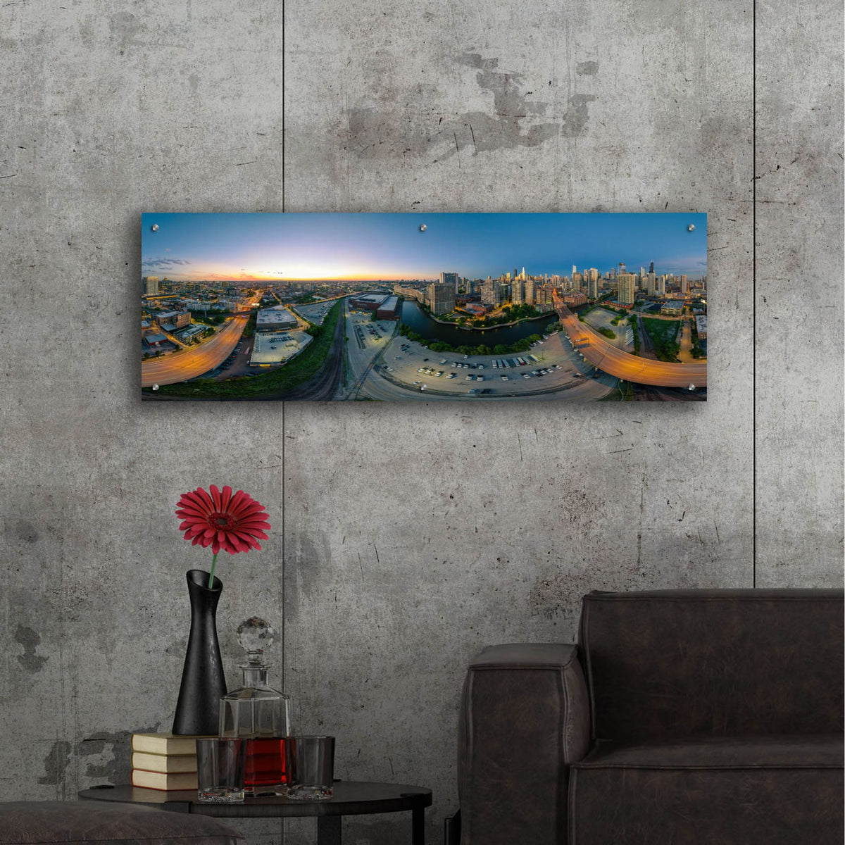 Epic Art 'Chicago Pano 21' by Epic Portfolio, Acrylic Glass Wall Art,48x16