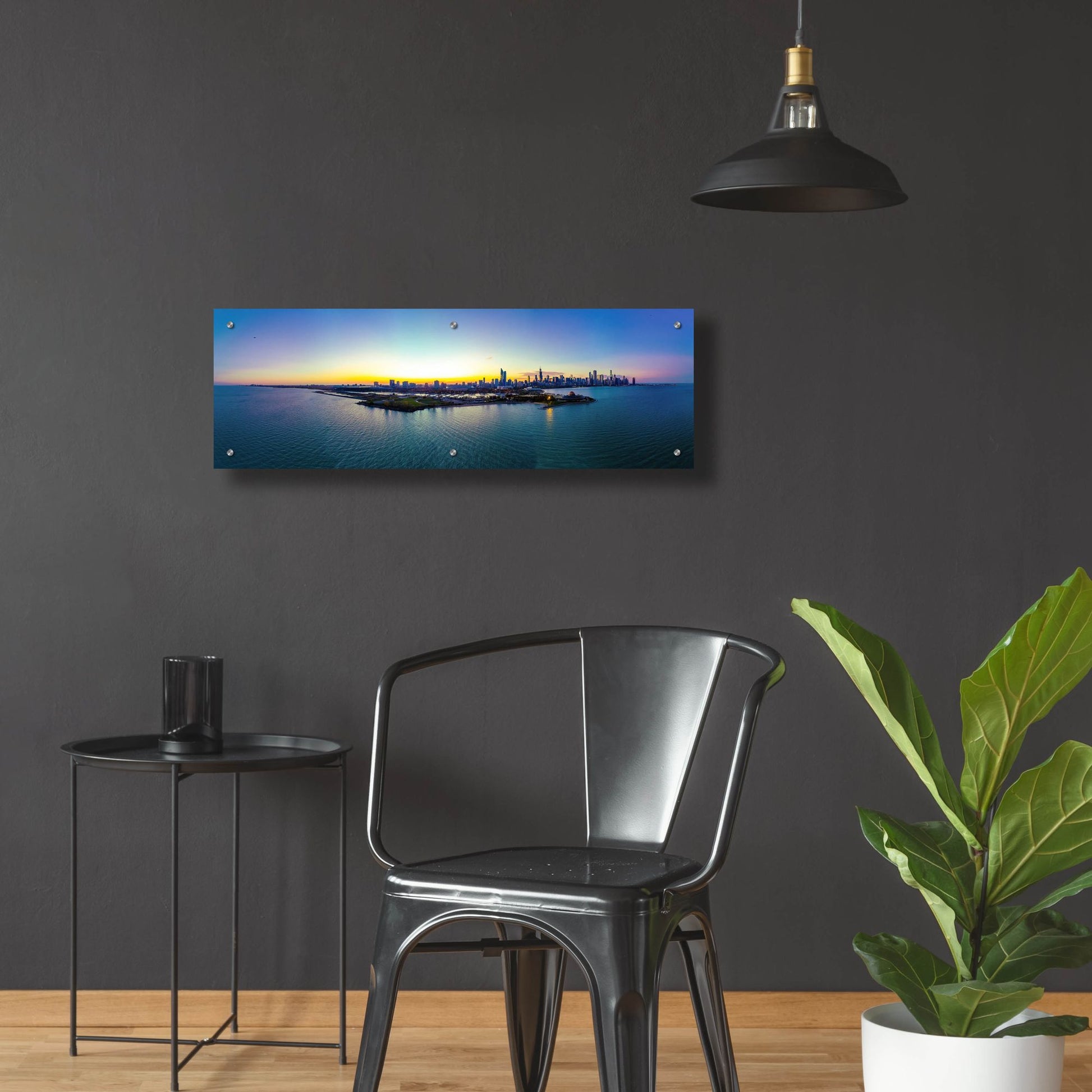 Epic Art 'Chicago - Planetarium Sunset' by Epic Portfolio, Acrylic Glass Wall Art,36x12