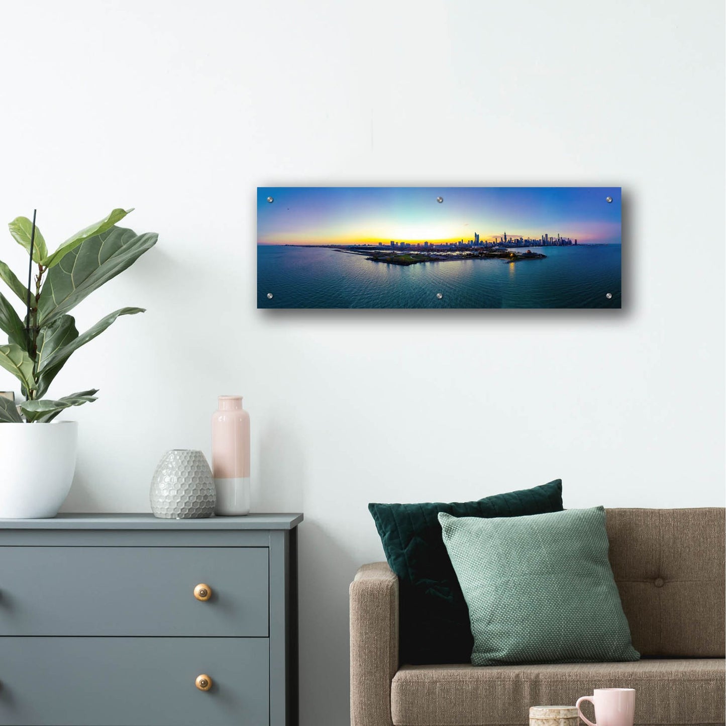 Epic Art 'Chicago - Planetarium Sunset' by Epic Portfolio, Acrylic Glass Wall Art,36x12