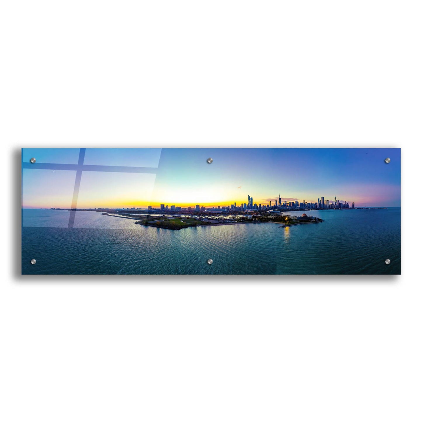 Epic Art 'Chicago - Planetarium Sunset' by Epic Portfolio, Acrylic Glass Wall Art,36x12