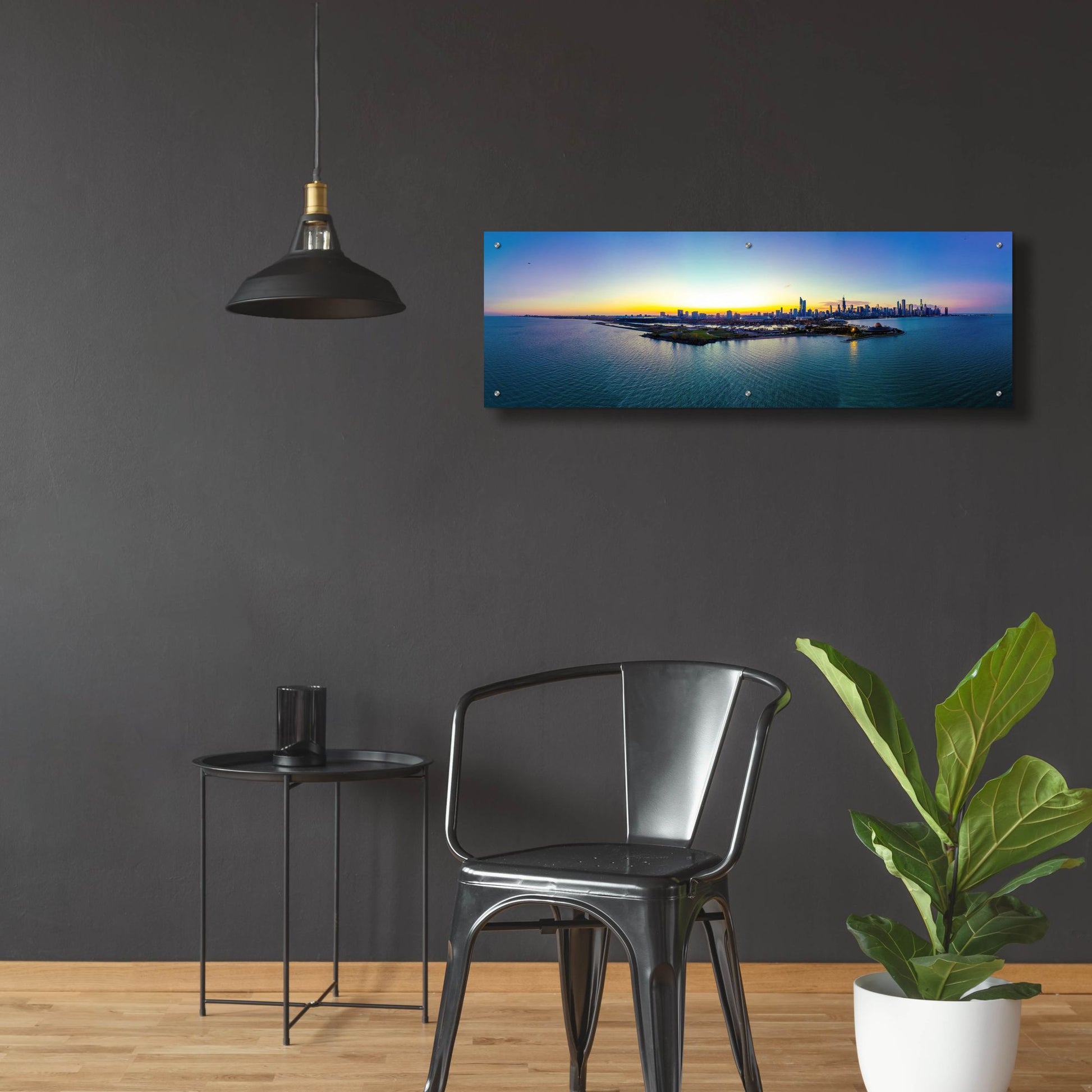 Epic Art 'Chicago - Planetarium Sunset' by Epic Portfolio, Acrylic Glass Wall Art,48x16