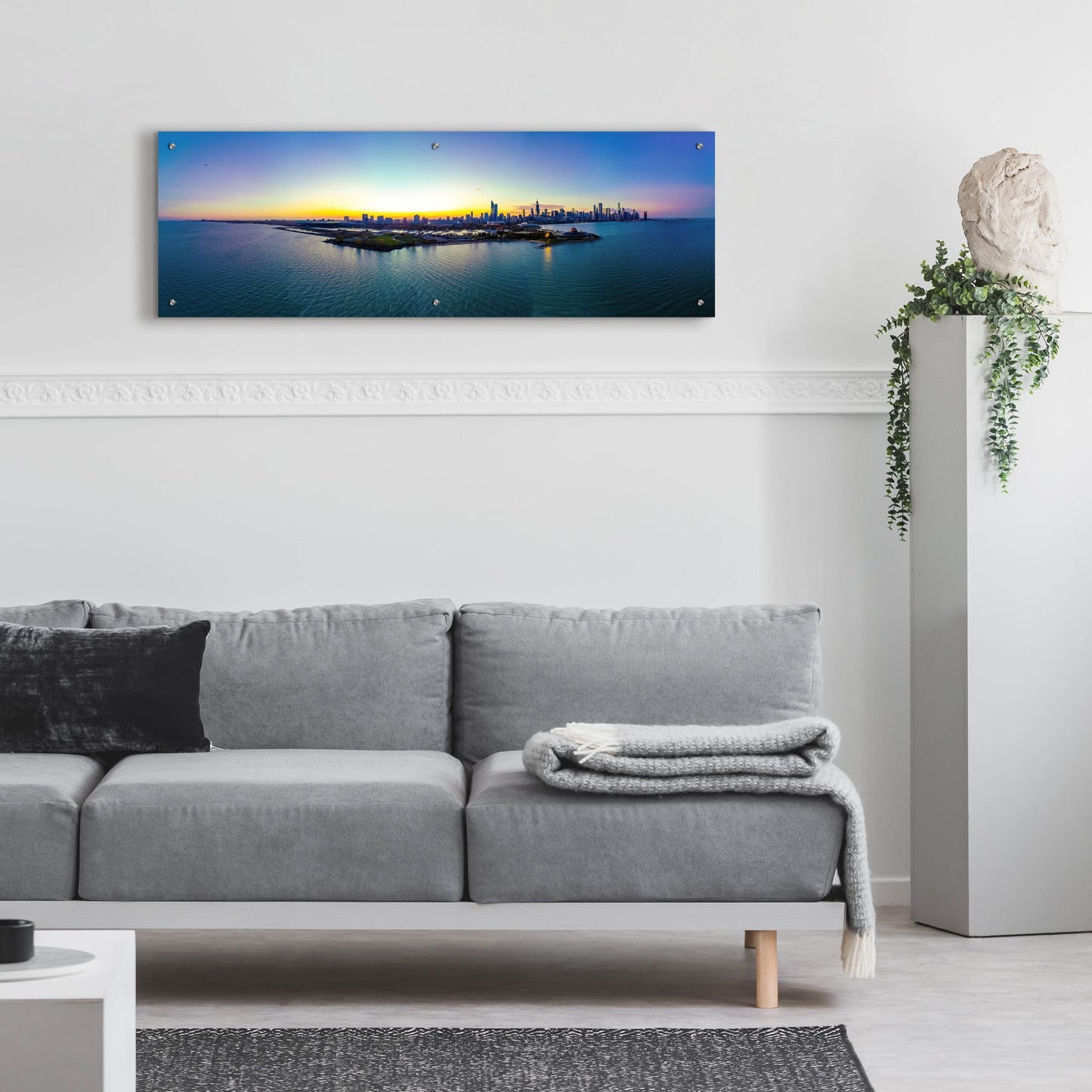 Epic Art 'Chicago - Planetarium Sunset' by Epic Portfolio, Acrylic Glass Wall Art,48x16